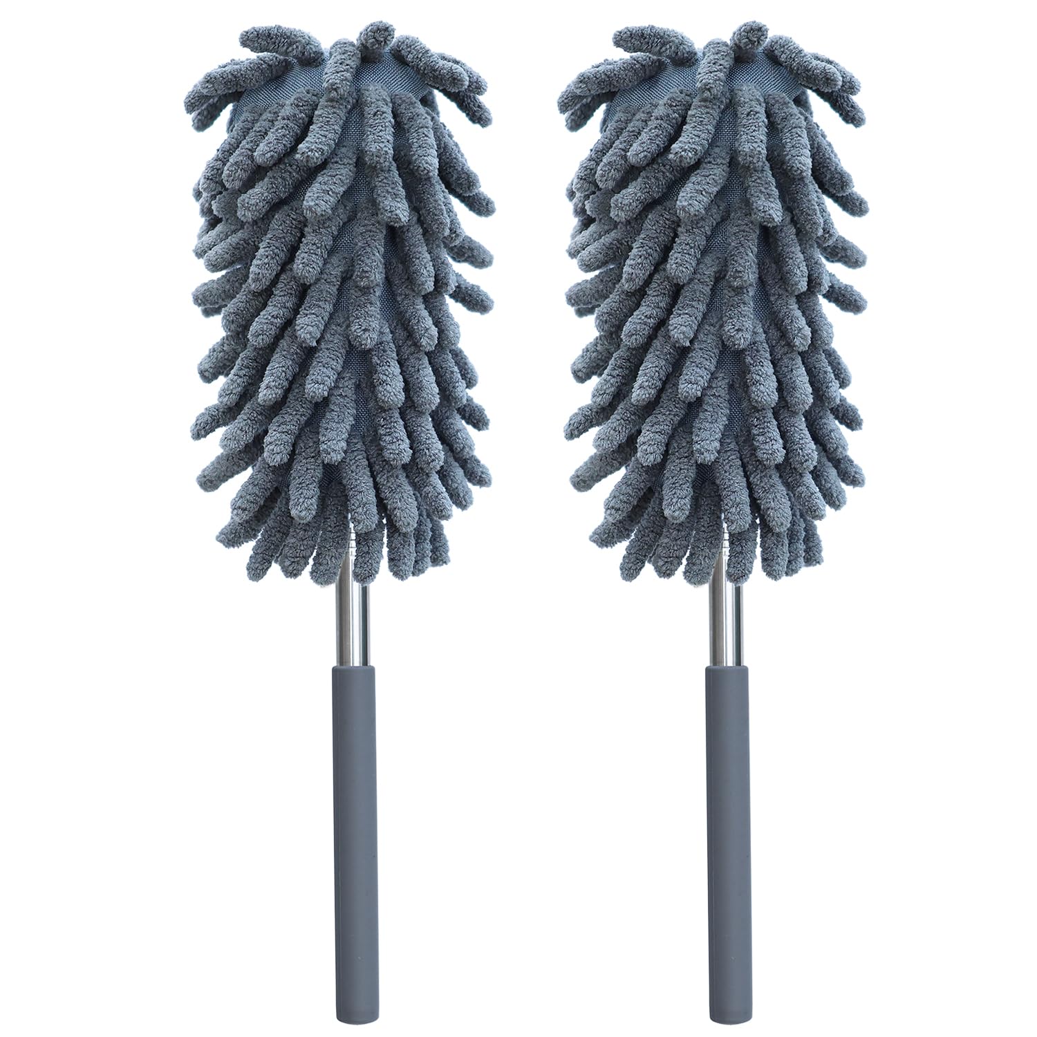 2 Pack Microfiber Duster for Cleaning, Washable Dusters, Extendable Pole, Up to 30 Inch Reachable, Wet and Dry Use Cleaning Tool
