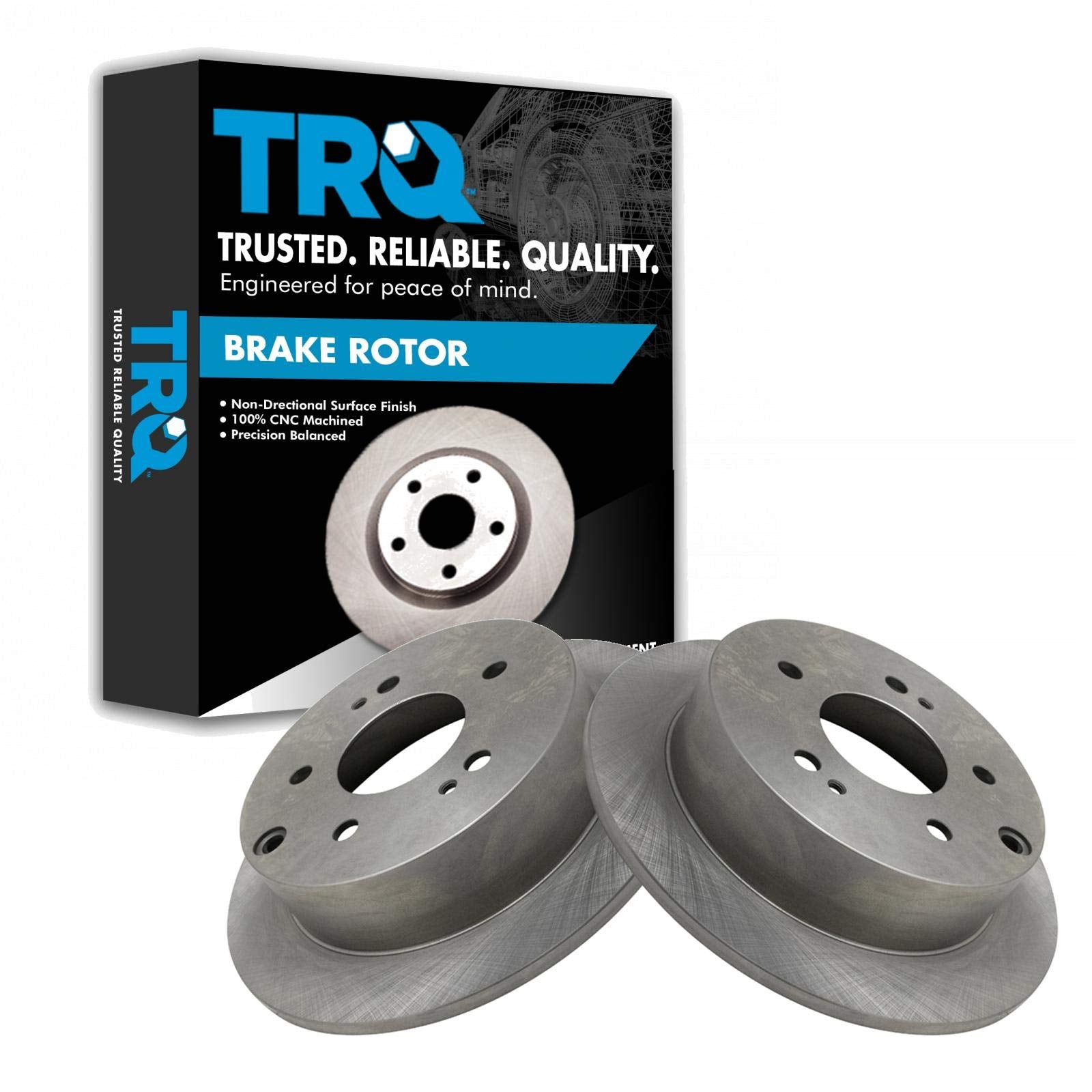 Trq Rear Brake Rotors Set Solid Compatible With 2006-2012 Mitsubishi Eclipse 2004-2012 Galant