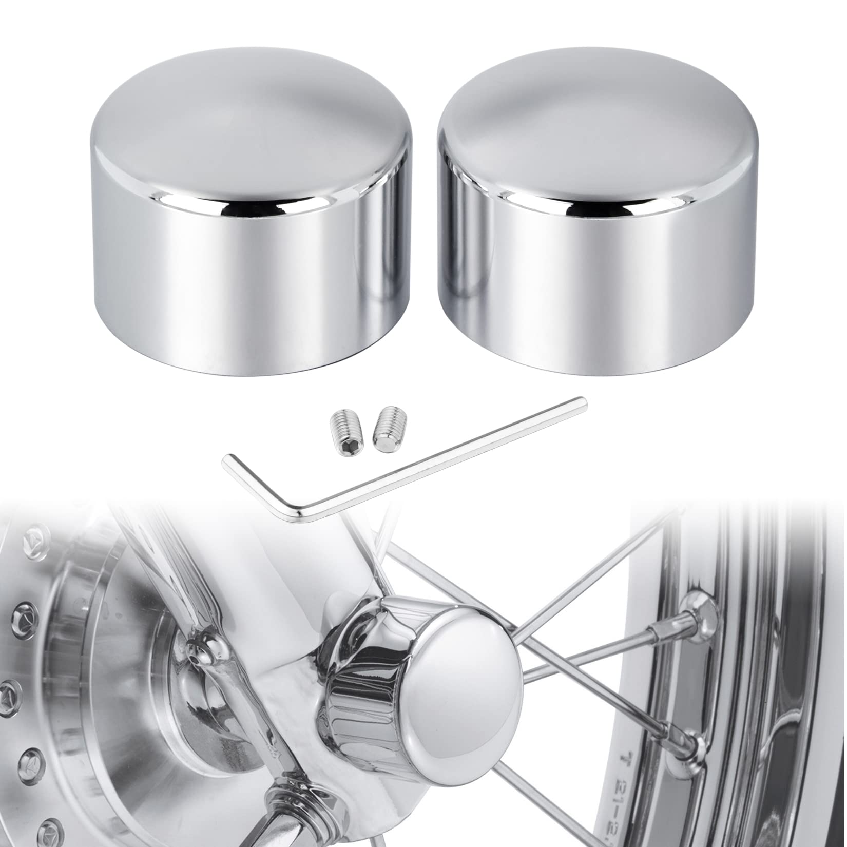 Pbymt Chrome Front Axle Nut Covers, Cnc Aluminum Axle Nut Caps Compatible For Harley Davidson Softail Touring Road King Street Glide Electra Glide Iron 883 Fat Boy 2002-2024