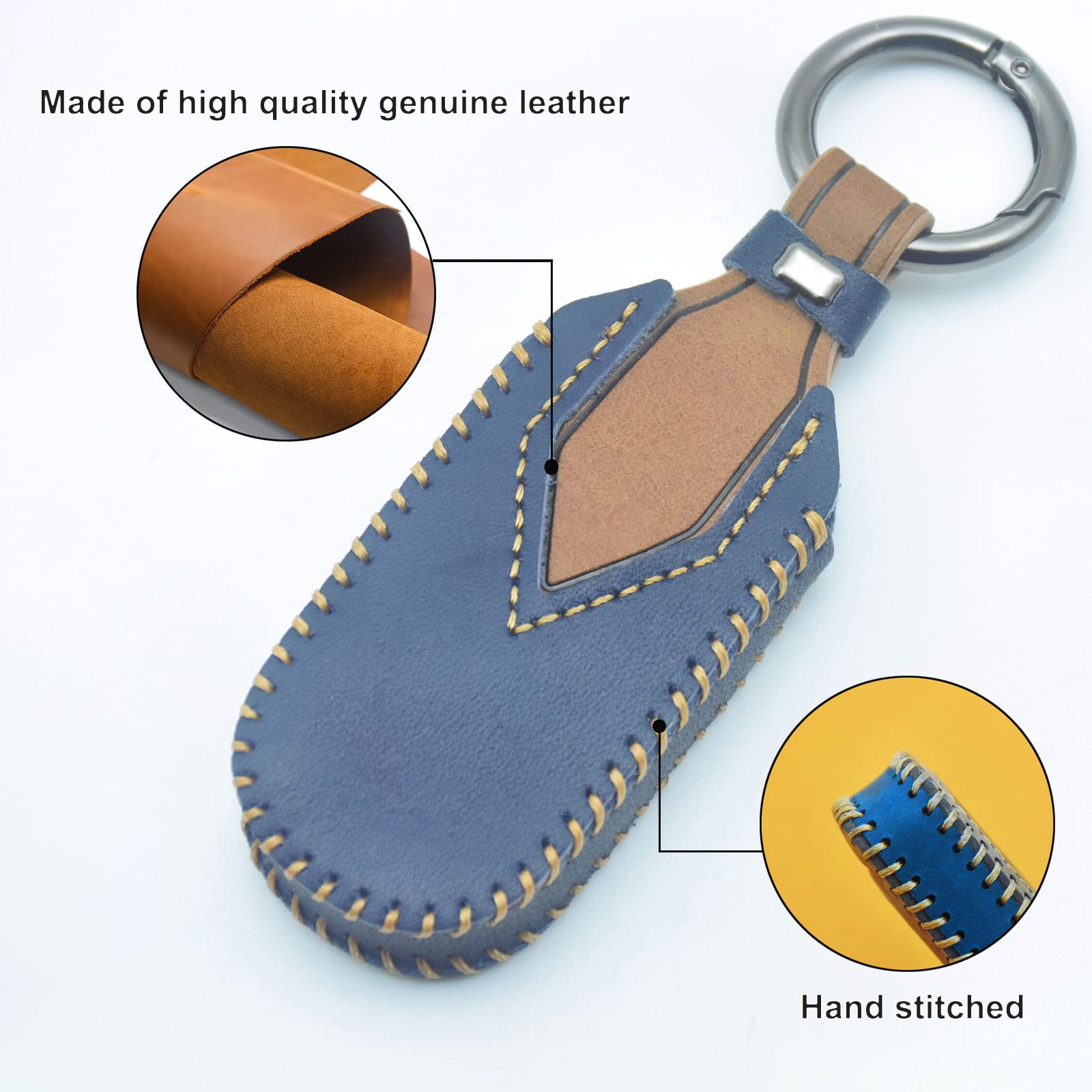 Yubomt For Jeep Key Fob Cover,Genuine Leather Key Case For Jeep Grand Cherokee Chrysler 200 300C Renegade Compass Dodge Journey