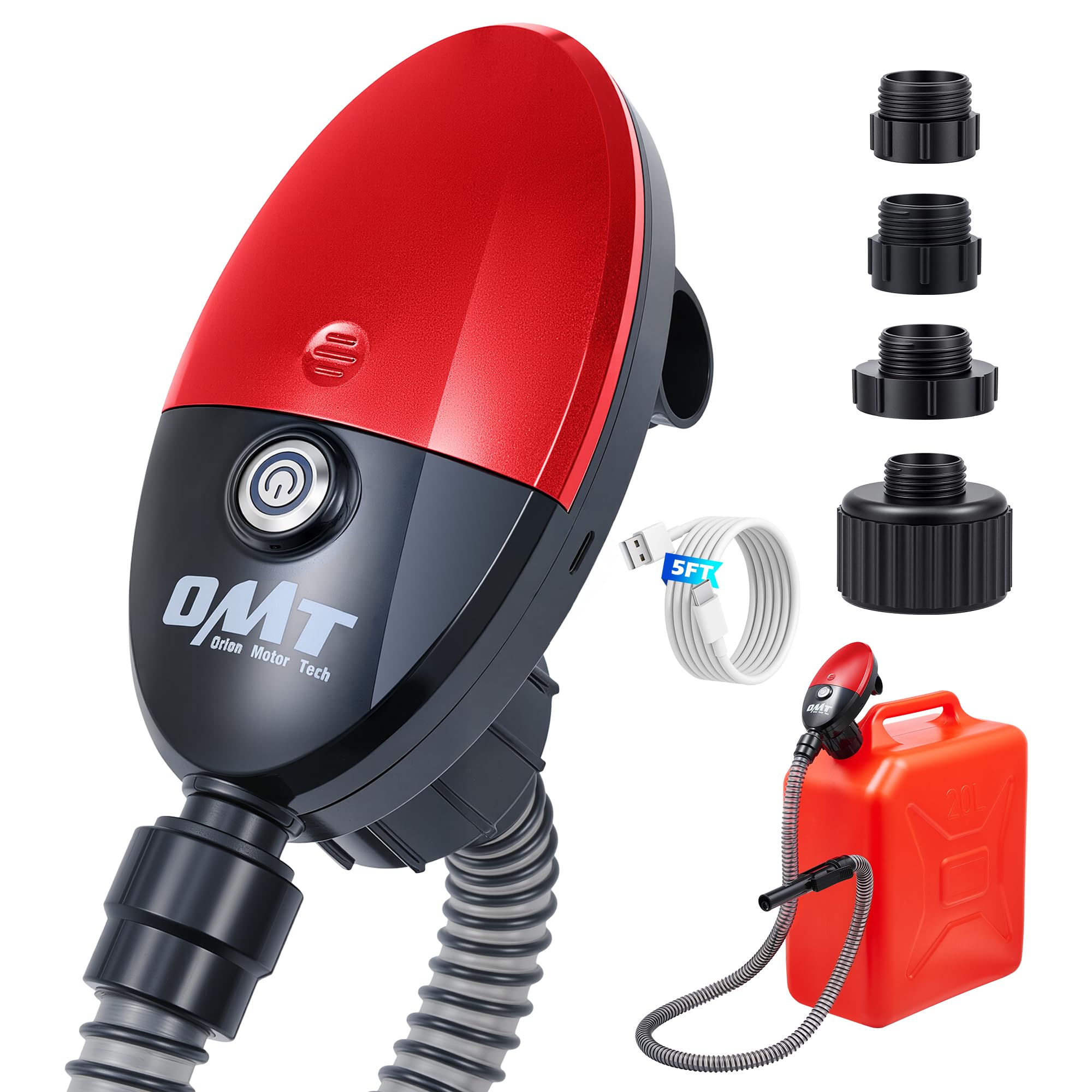 Orion Motor Tech Electric Fuel Transfer Pump with Auto-Shutoff, 3.2GPM Gas Can Pump, 51 Hose, USB-C & AA Battery (NO BATTERIES I