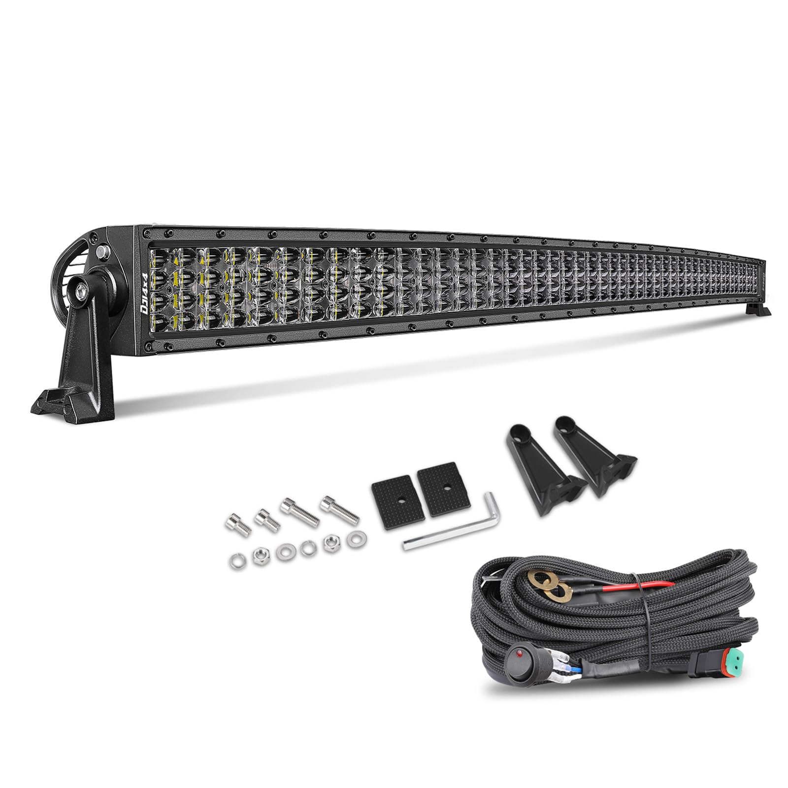50 Inch Curved Led Light Bar, Niking Auto Quad Row Led Work Light With 12V Wiring Harness Spot Flood Combo Beam Off Road Led Driving Fog Light Roof Light For Trucks Suv Pickup Wrangler Jk Jl 4Wd