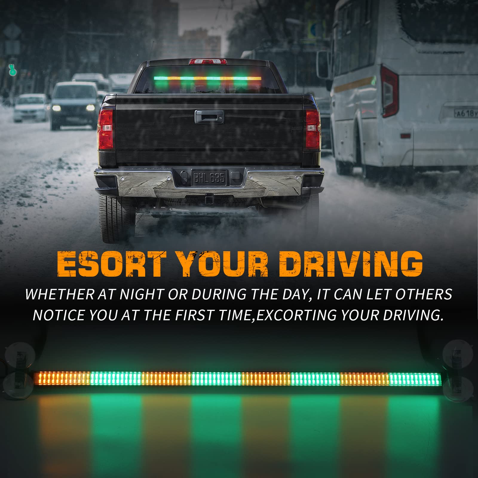 Xridonsen 35 Inch Traffic Advisor Light Bar 144 Led Green Amber Strobe Lights Emergency Warning Flashing Safety Interior Windshi