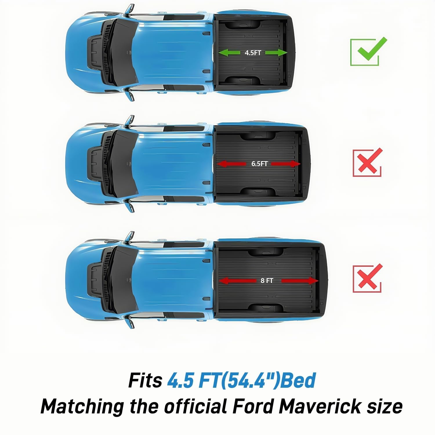 TOMOKA 4.6ft FRP Hard Folding Truck Bed Tonneau Cover Compatible with 2022 2023 2024 2025 Ford Maverick 4.5ft Bed | Solid & Wate