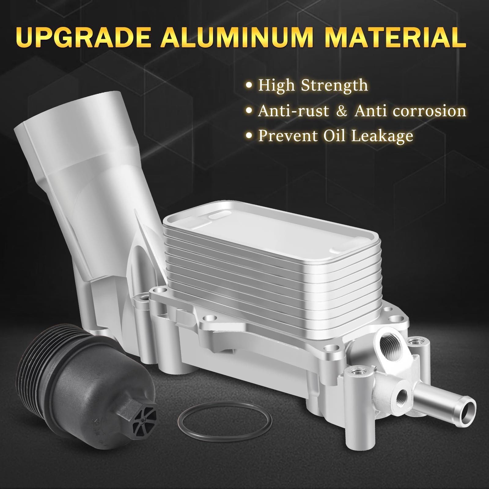 926-959 Upgraded Aluminum Engine Oil Filter Housing with Oil Cooler Sensors and Gaskets Compatible with Dodge Charger Challenger