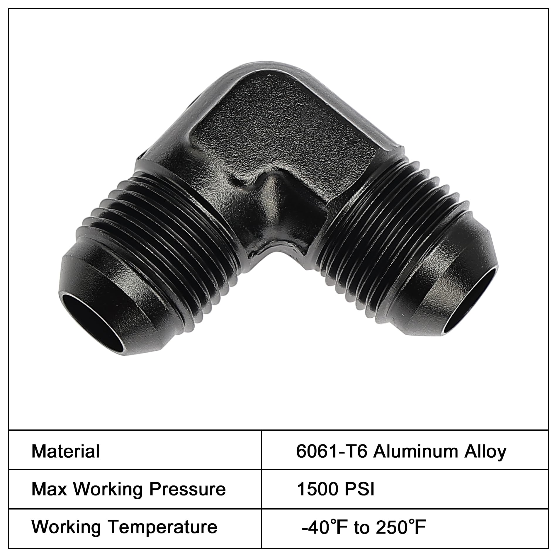 EVIL ENERGY 6AN Male to Male Flare 90 Degree Union Coupler Fitting Coupling Aluminum Black