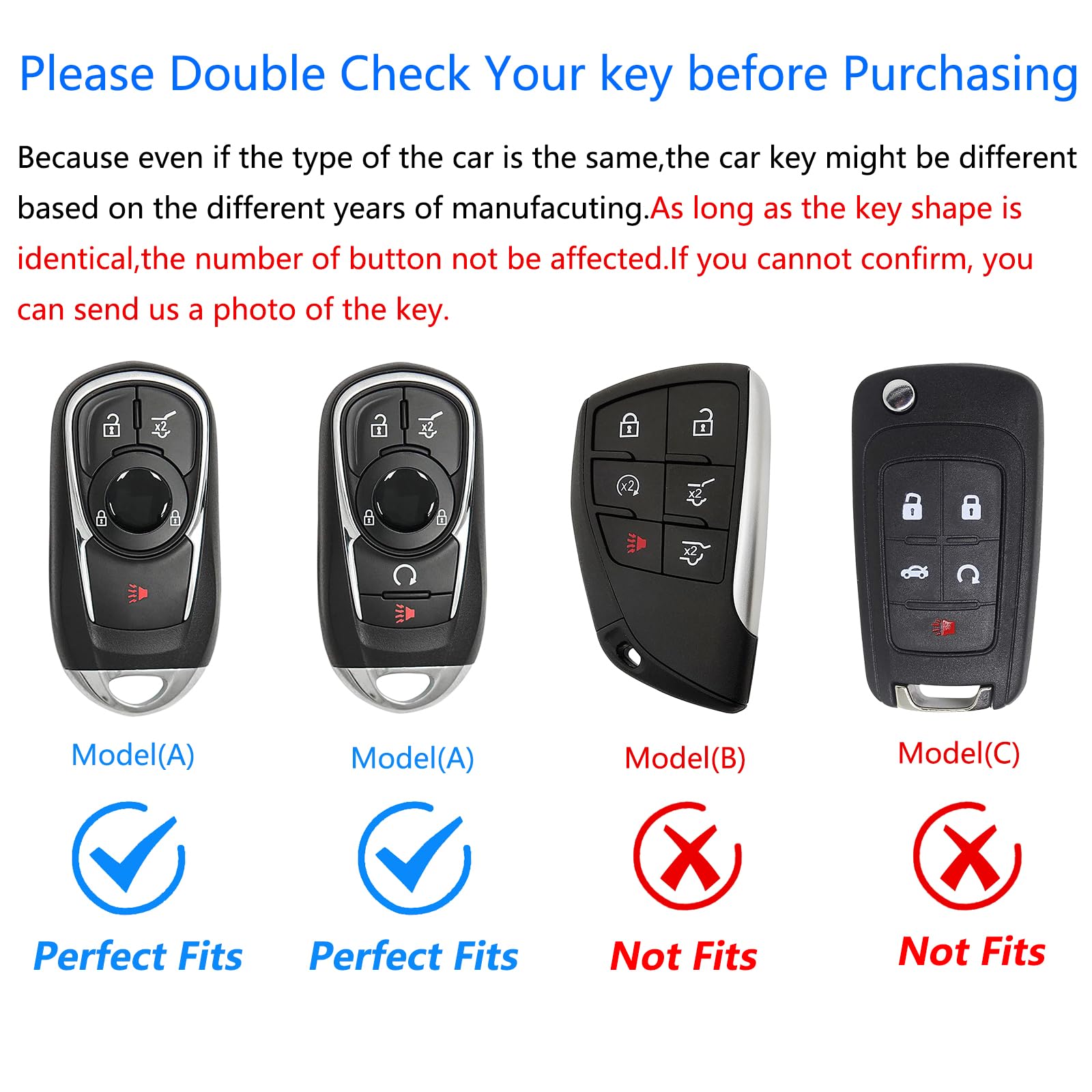 Ocezbiis For Buick Key Fob Cover,Keychain,Zinc Alloy Protection Car Key Shell Case Compatible With Buick Holder Smart Remote Key