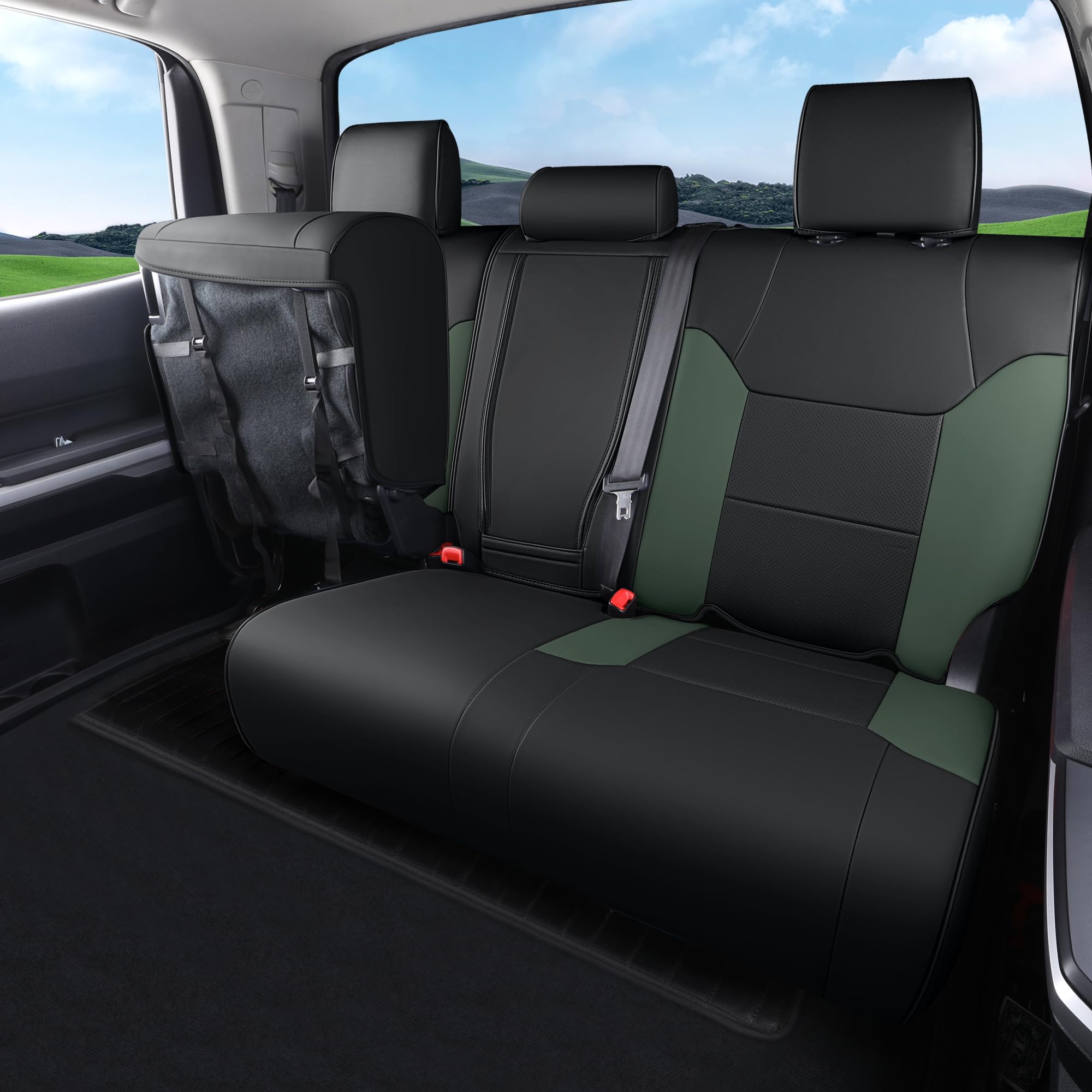Red Rain Leather Tundra Car Seat Cover Custom Seat Cover Full Set For Toyota Tundra 2022 2023 2024 Brown Auto Seat Cushion Cover