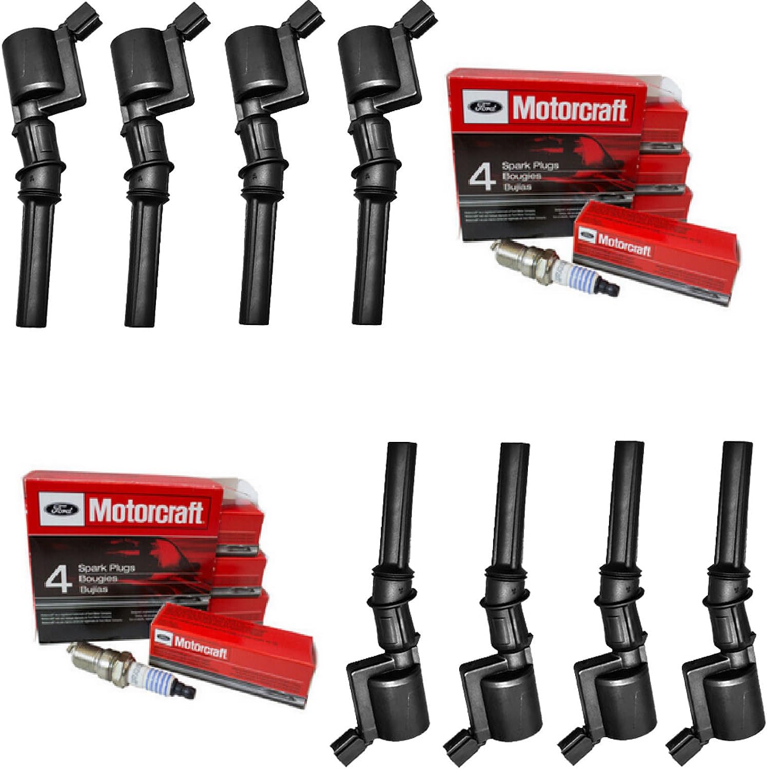 MCK Ignition Coil Pack DG508 & Spark Plugs Set SP493 SP479 Compatible With 4.6L 5.4L V8 F-150 F-250 F350 E150 E250 E350 E450 LIN