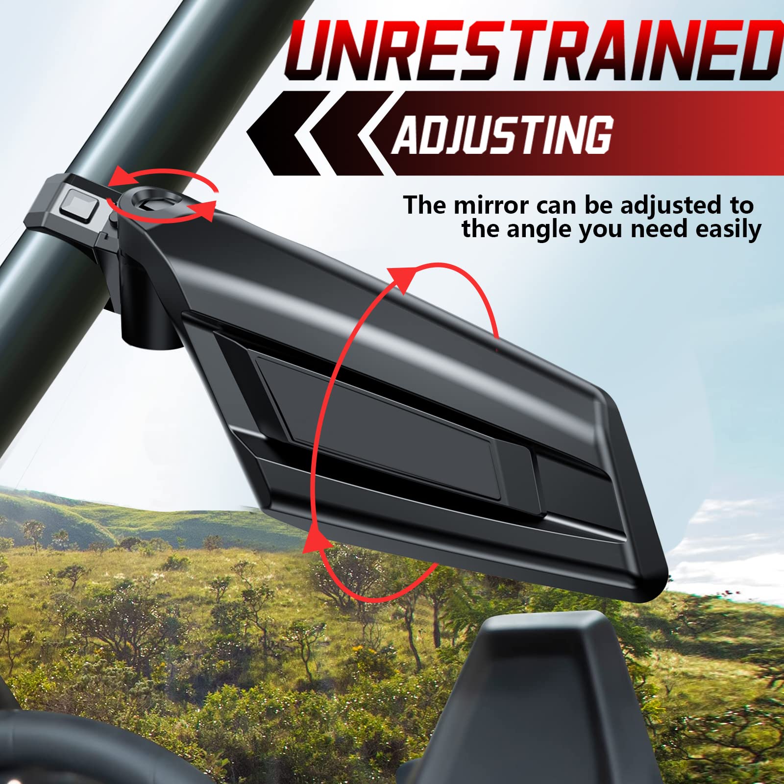Esploratori UTV Side Mirrors for 1.5''-2'' Roll Bar SXS RZR Side Mirrors with Adjustable Mirror Compatible with Polaris RZR 1000