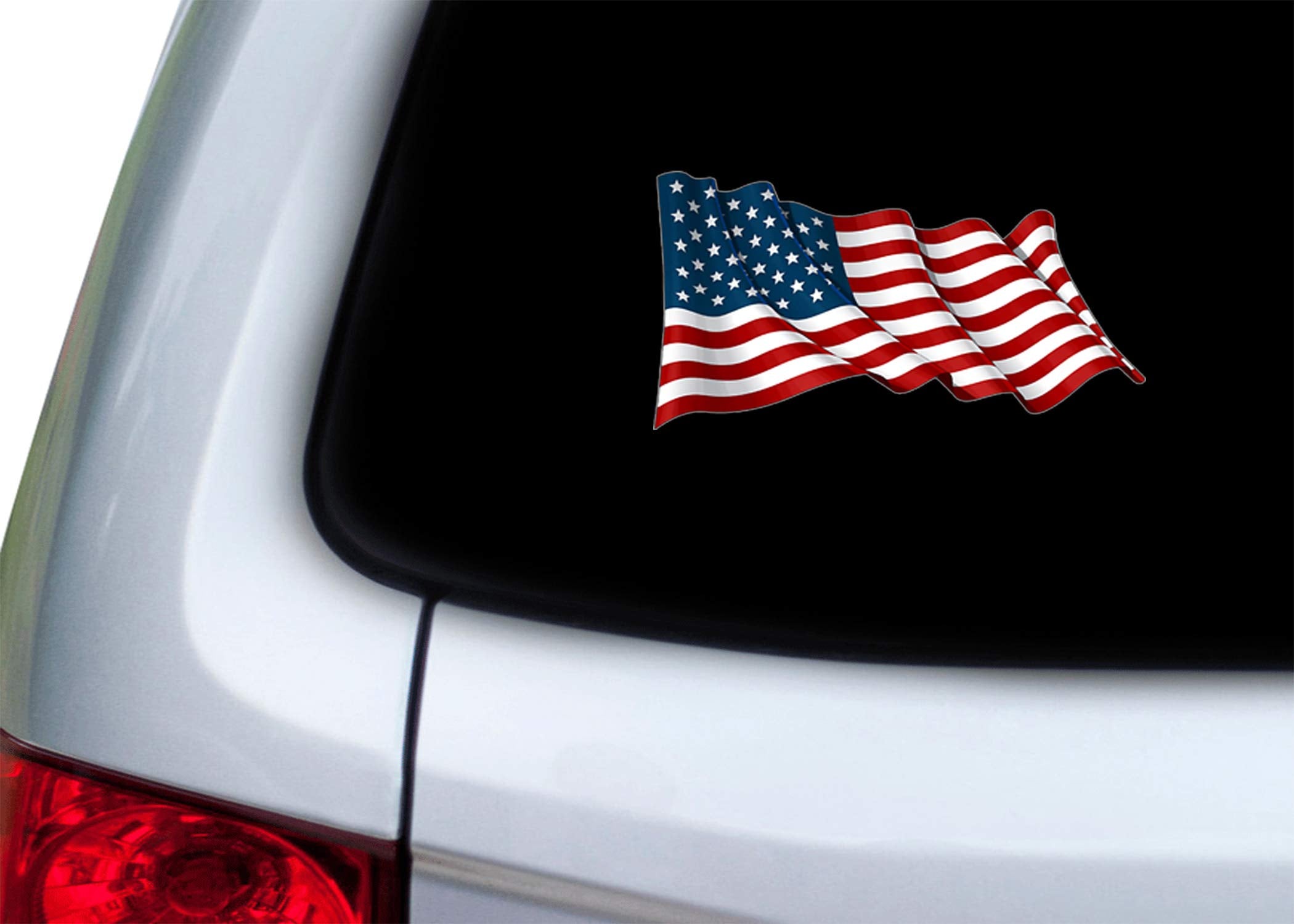 Rogue River Tactical USA Flag Bumper Sticker - 5x3 Inch Vinyl Decal, Patriotic Red White Blue, Model KDWMVA1041