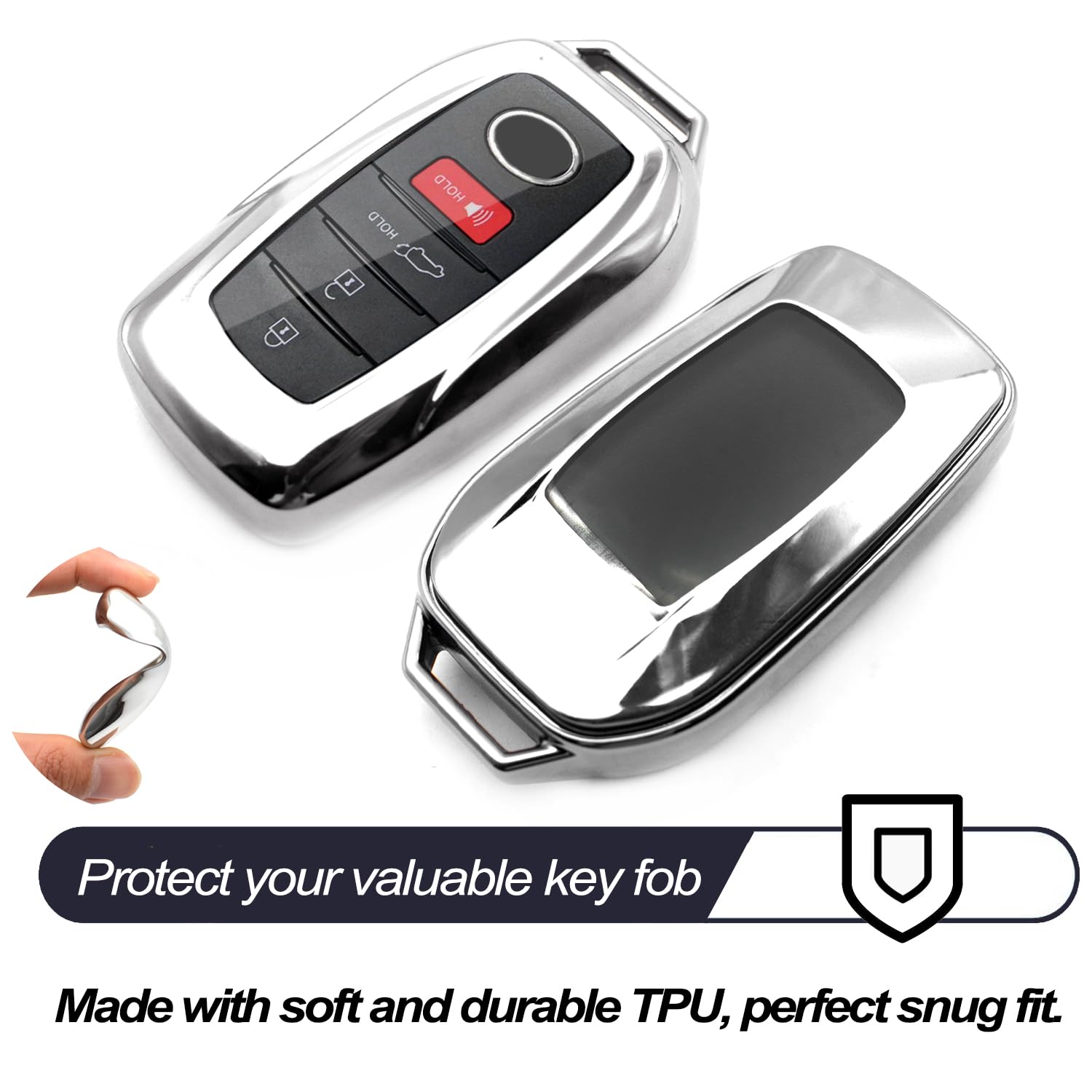 Mechcos Compatible With 2022 2021 2020 Toyota Land Cruiser Sienna Venza Rav4 Prime Mirai Silver Tpu Key Fob Cover Case Remote Ho