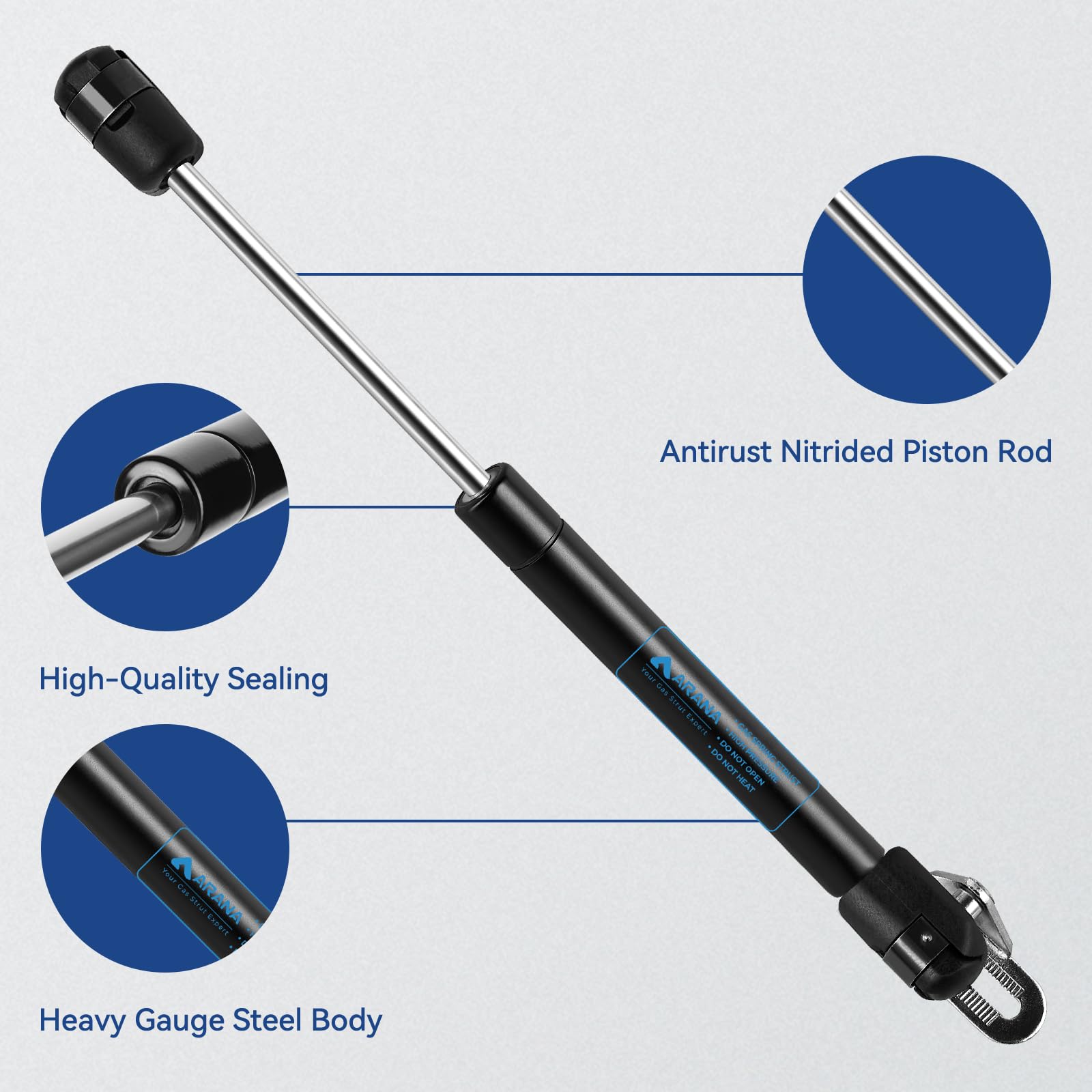 Arana C16-15051 10 '' 60Lb Gas Struts Spring Shocks 10 Inch Lift Support For The Truck Tool Box Pickup Toolbox Lids Boat Rod Loc