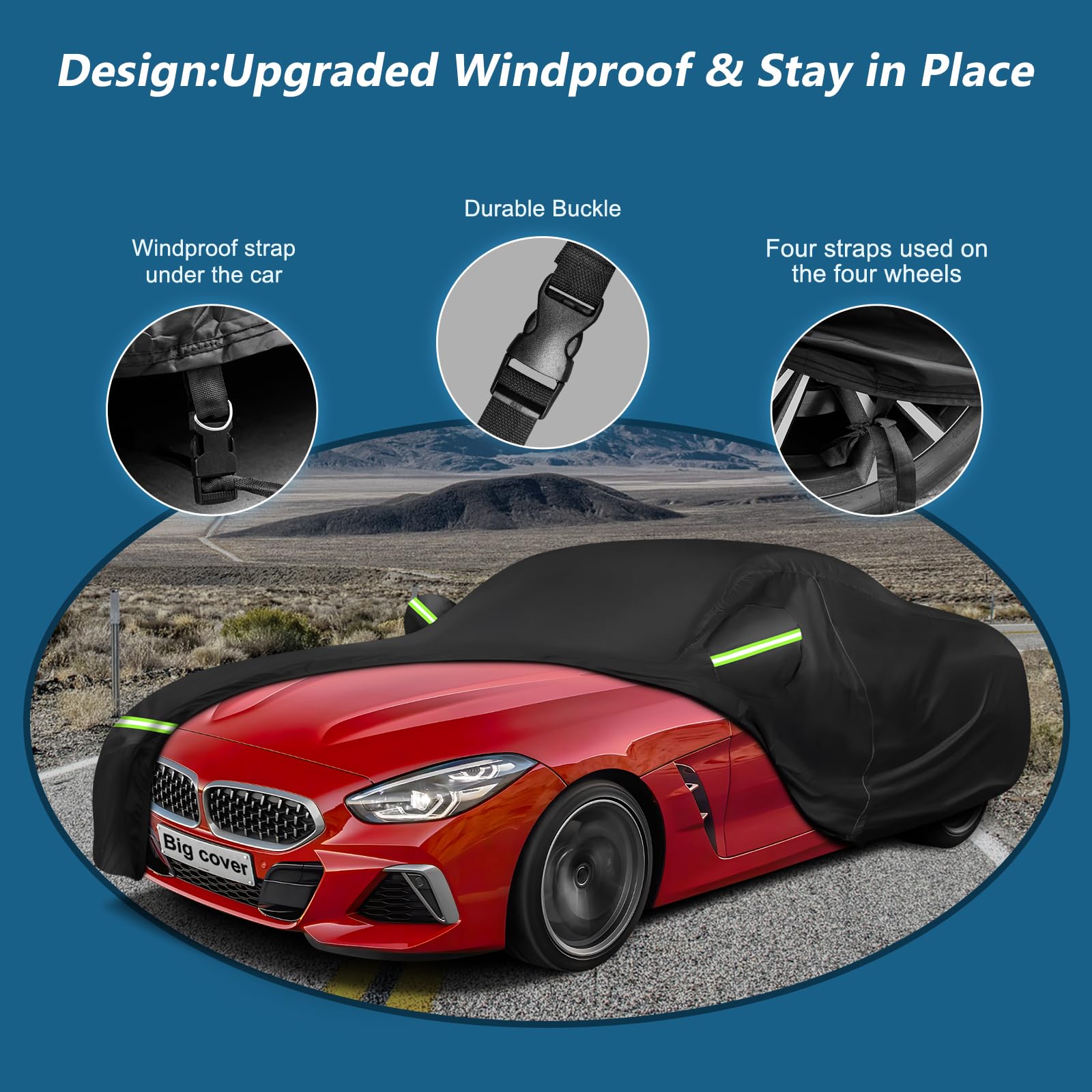 BIGACOVER Car Cover for BMW Z4 E85 E86 E89 G29 M40i, Waterproof 420D Oxford, Outdoor, Black, Heavy Duty, All Weather