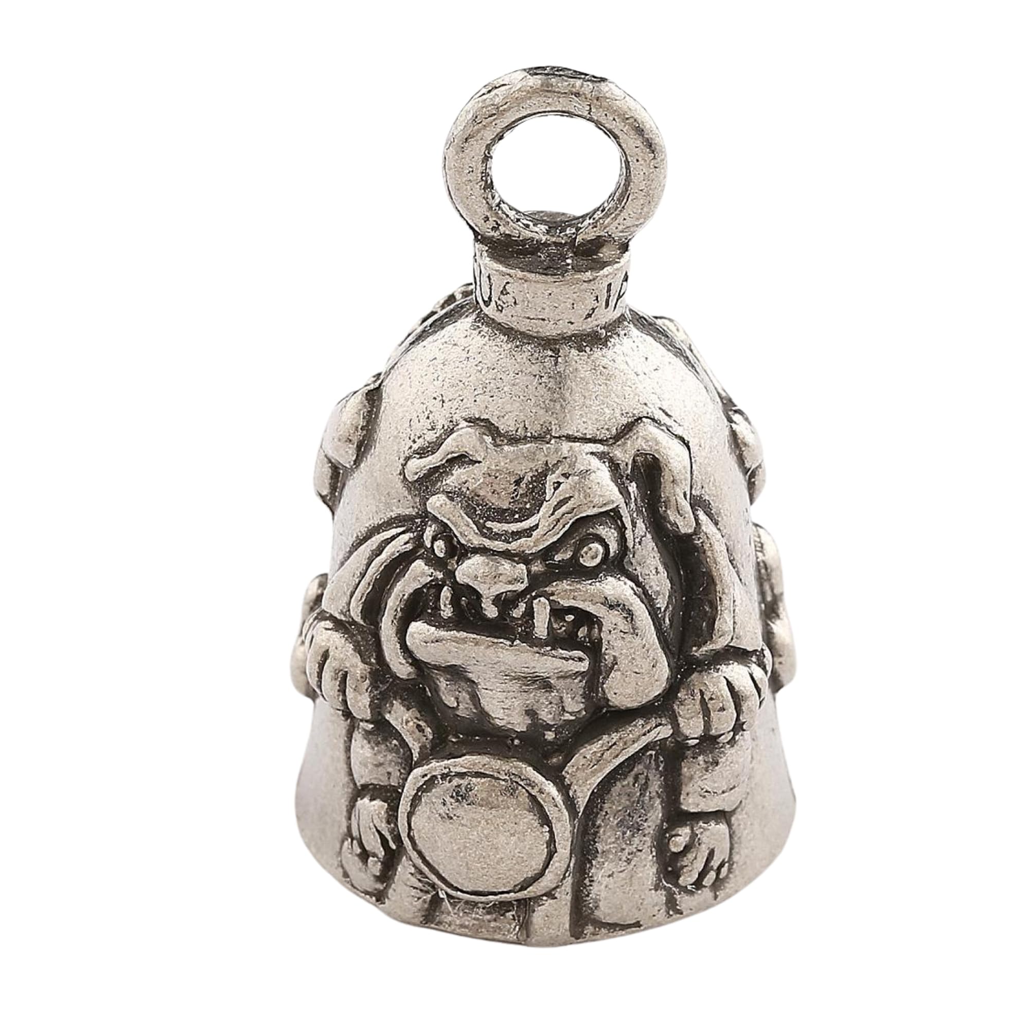 Guardian Bell Bulldog Biker Good Luck Bell W/Keyring & Black Velvet Gift Bag | Motorcycle Bell | Lead-Free Pewter | Good Luck Gi