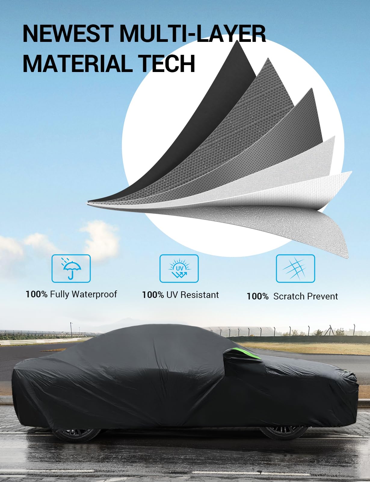 Proadsy Upgrade Car Cover For Honda Accord 2019-2024 2025, Waterproof All Weather For Automobiles, Windproof Snowproof Rain Hail