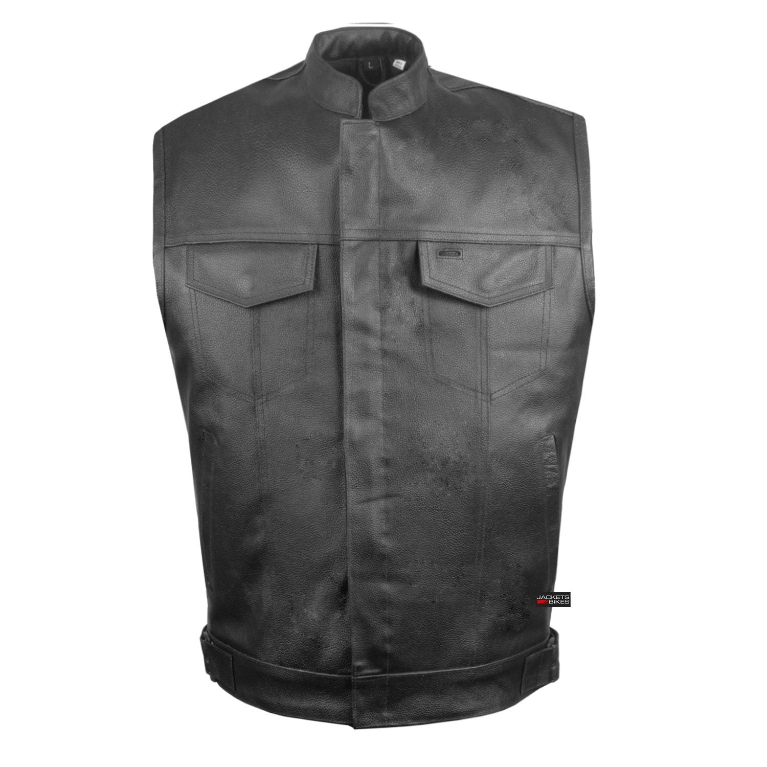 Soa Men'S Leather Motorcycle Concealed Gun Pockets Biker Club Vest W/Armor L
