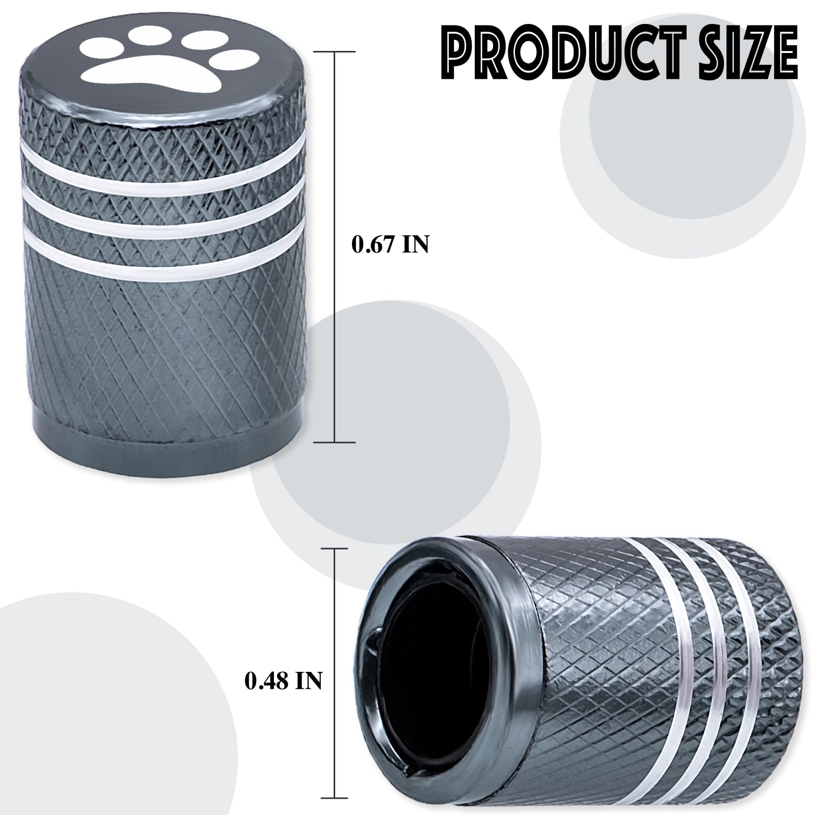 Meajoo 5Pcs Cat Dog Paw Tire Valve Stem Caps, Aluminum Air Caps Cover, With Plastic Liner Corrosion Resistant Leak-Proof, Univer
