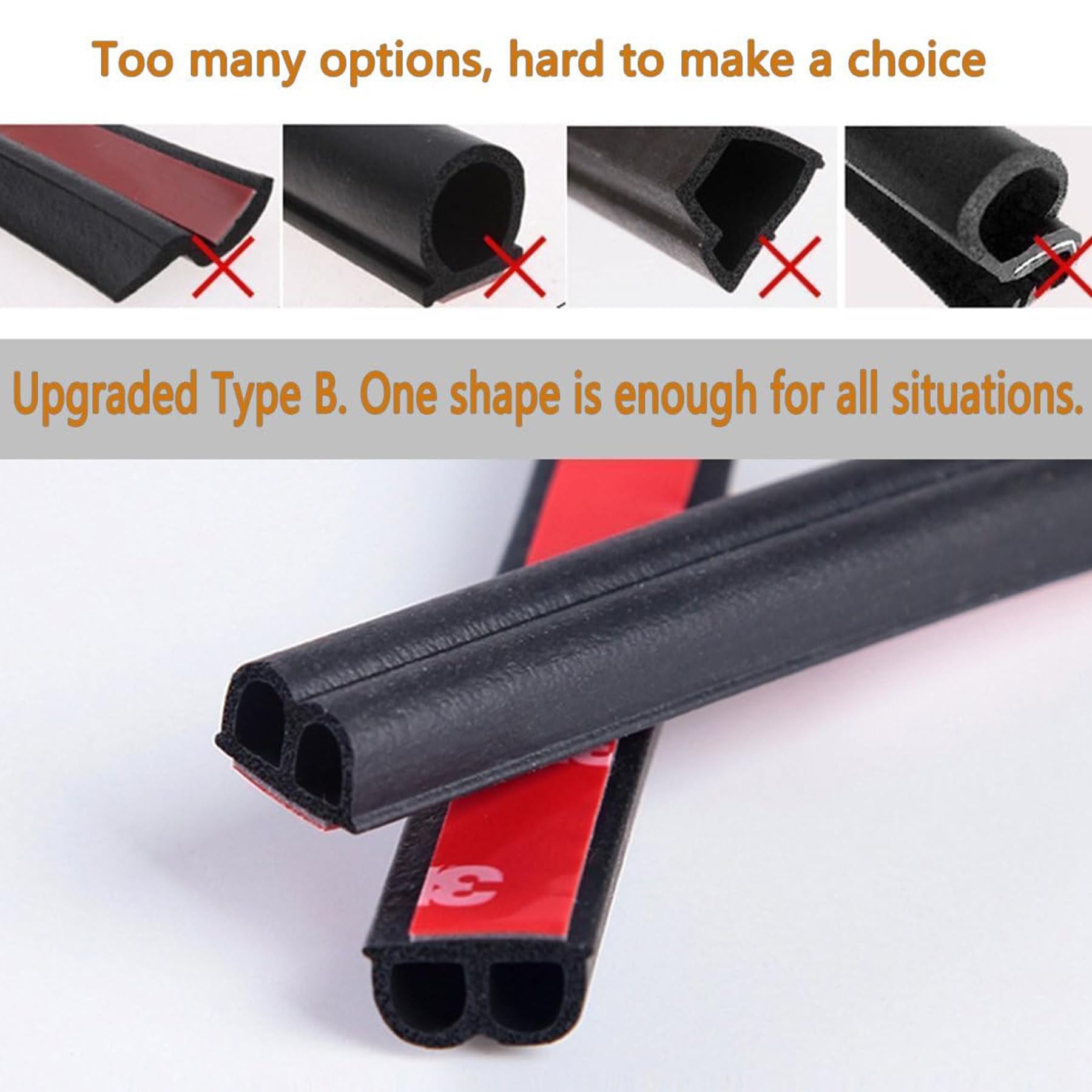 98.4 Feet Universal Self Adhesive Weather Seal Strip, 51/100 X 1/5 Inch Thick, Car Door & Window Weatherstrip With Soundproof En