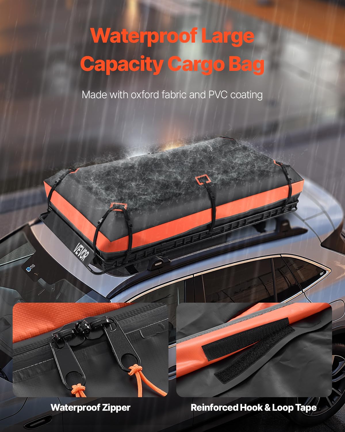 VEVOR Roof Rack Basket Cargo Carrier, 84x39 in, 250 lbs Capacity, Includes Bag & Net, Model 1209-5