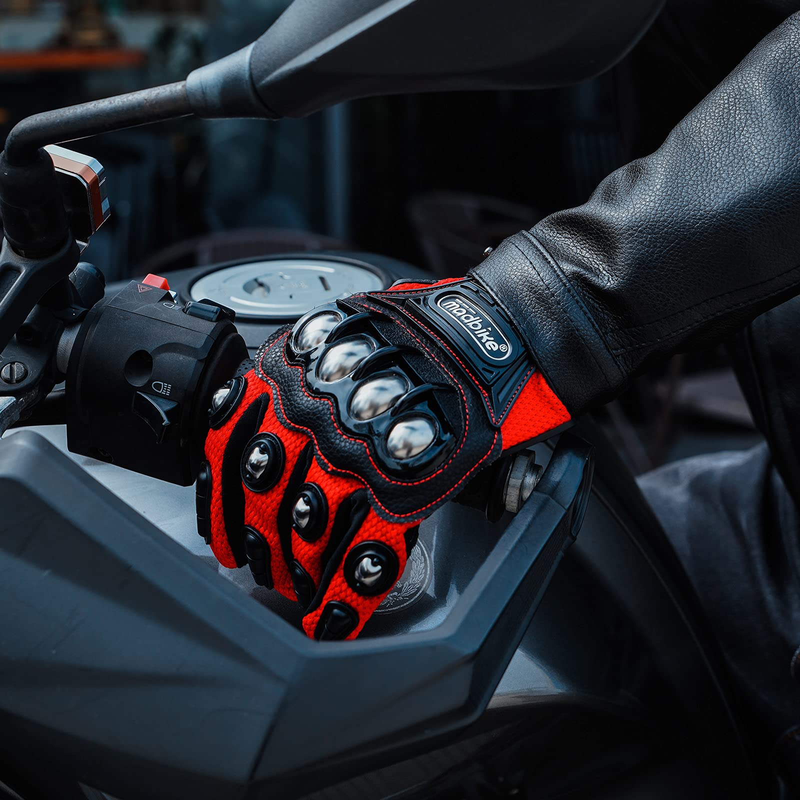 Ilm Alloy Steel Touchscreen Bicycle Motorcycle Motorbike Powersports Racing Gloves (M, Red) Model 10C