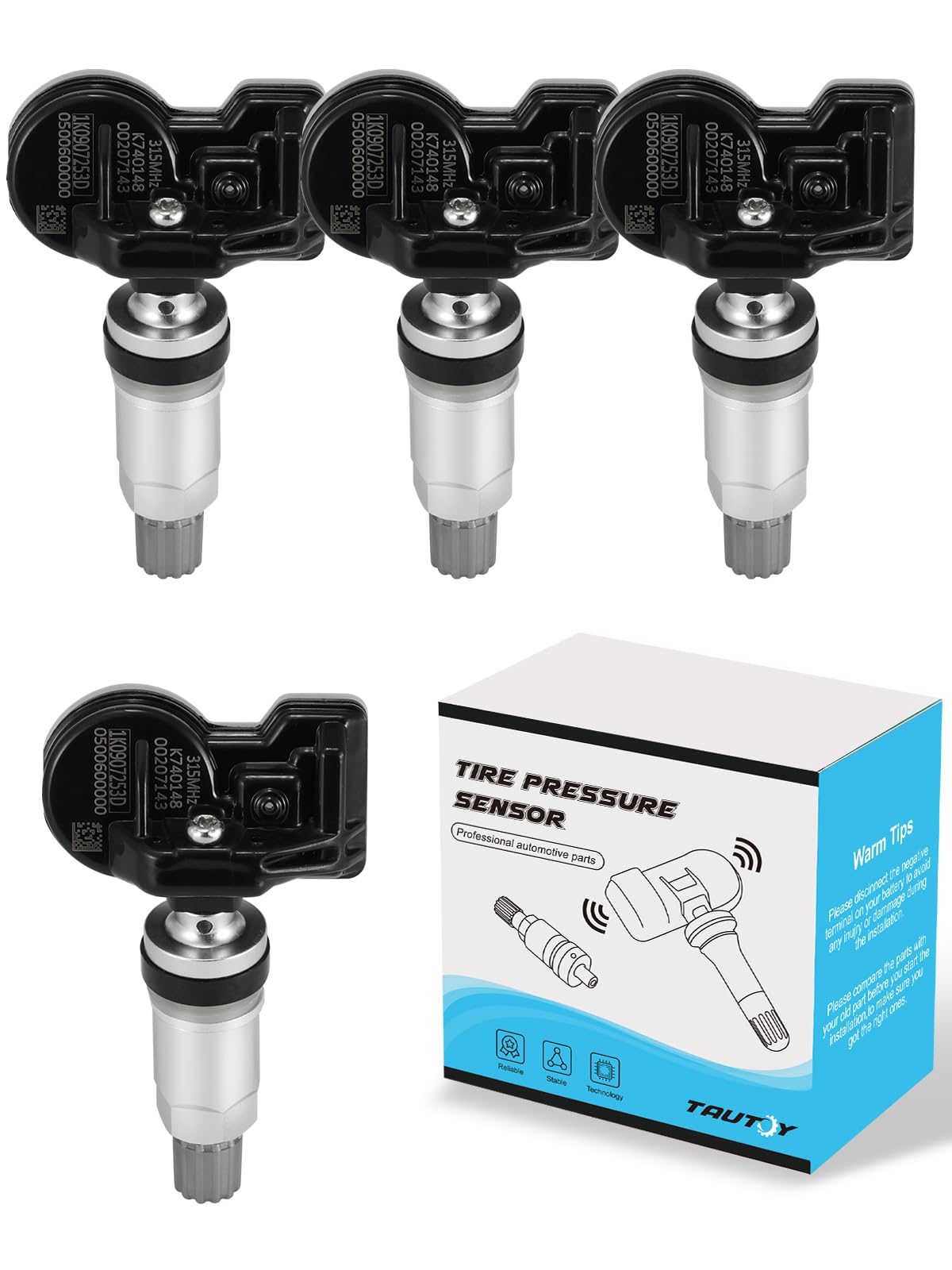 TAUTOY Upgrade 1K0-907-253D Tire Pressure Monitoring System TPMS Sensors for 2006-2013 Audi A3 A4 A5 Q5 TT, VW Beetle CC EOS GLI