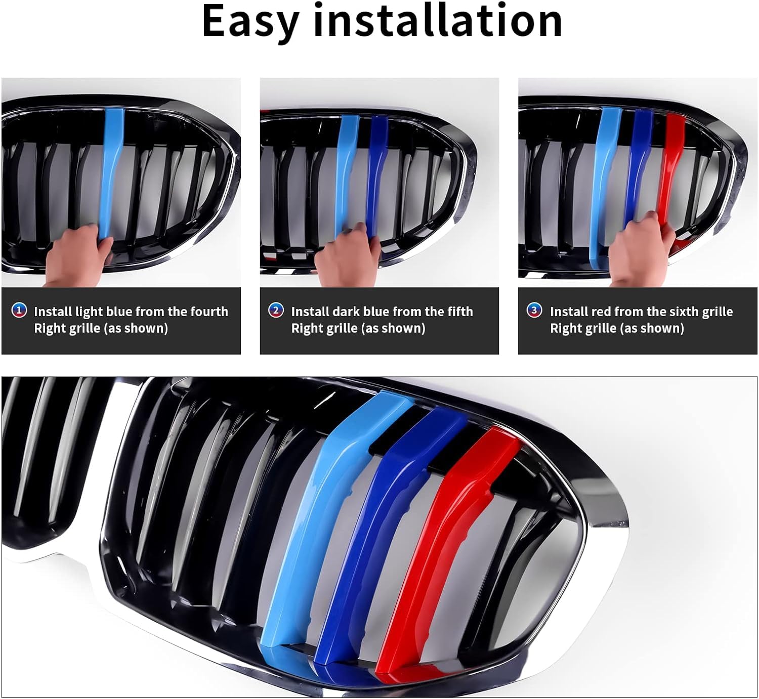 IIKSDII Front Grille Insert Trims Strips Grills For 2020 2021 2022 X1 F48 Exterior Decoration Accessories 3 PCS