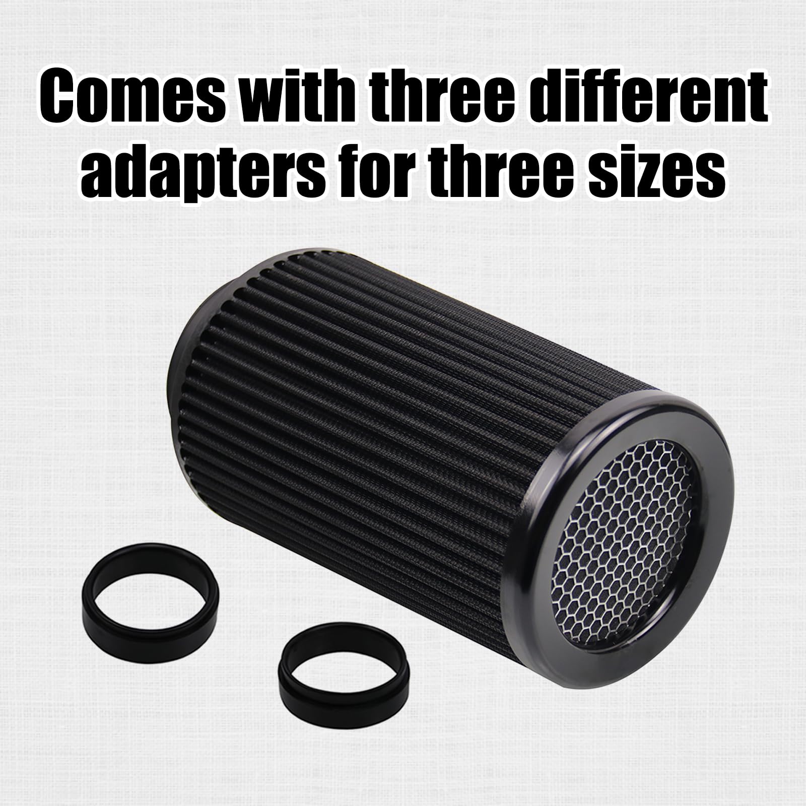 RYANSTAR Universal Clamp-On Air Filter Three Different Size 76MM 89MM 102MM High Flow Round Tapered Cone Closed-Top Cool Air Fil