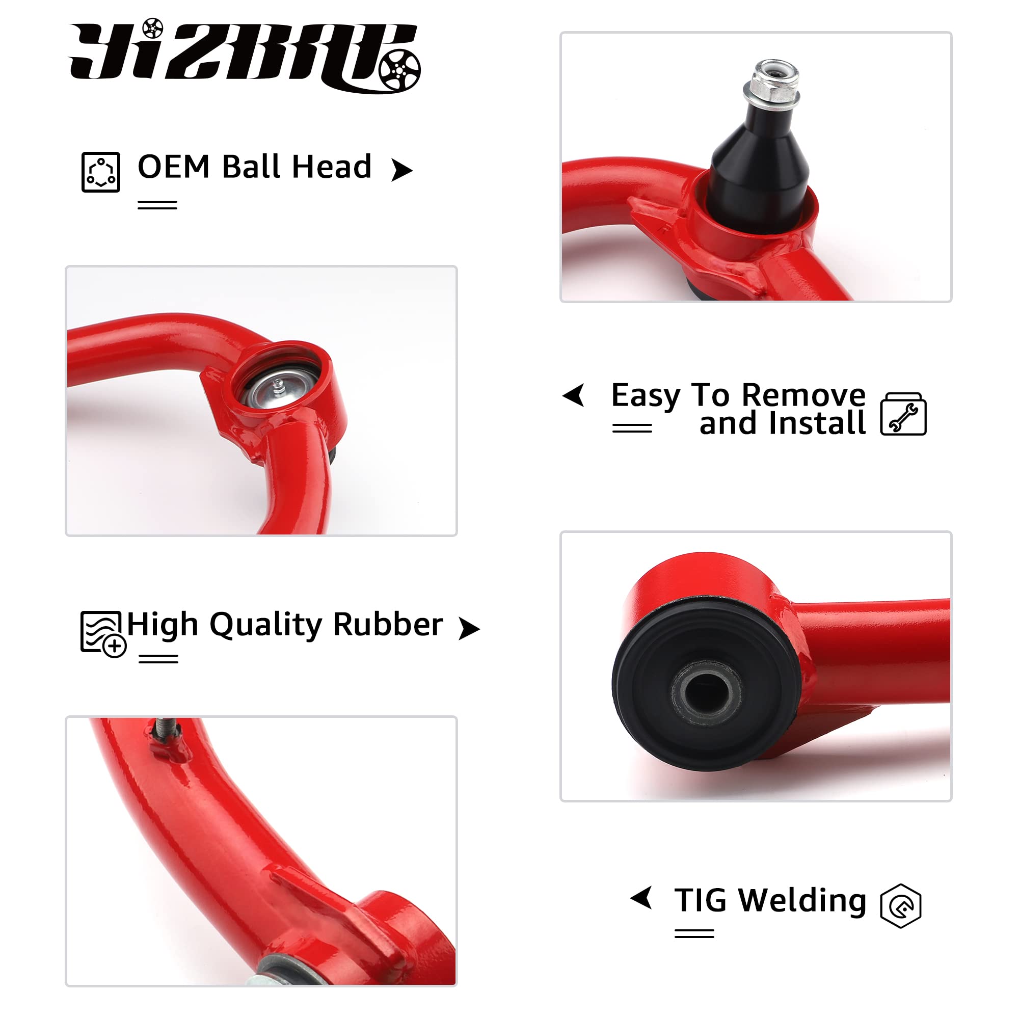 Yizbap 2Pcs Front Upper Control Arms With Ball Joint For 2006-2023 Ram 1500 2Wd 4Wd, 2-4 Lift Suspension Control Arms (Red)