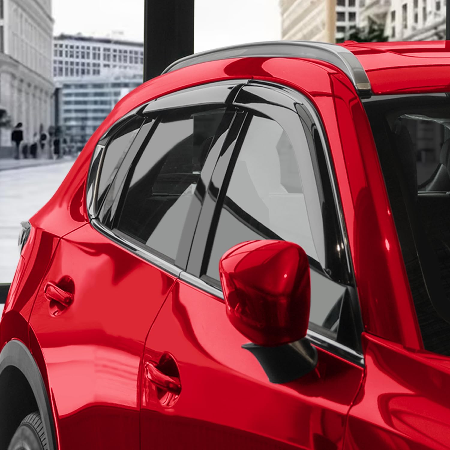 Voron Glass Tape-On Extra Durable Rain Guards For Mazda Cx-5 2017-2025, Window Deflectors, Vent Window Visors, 6 Pieces - 100481