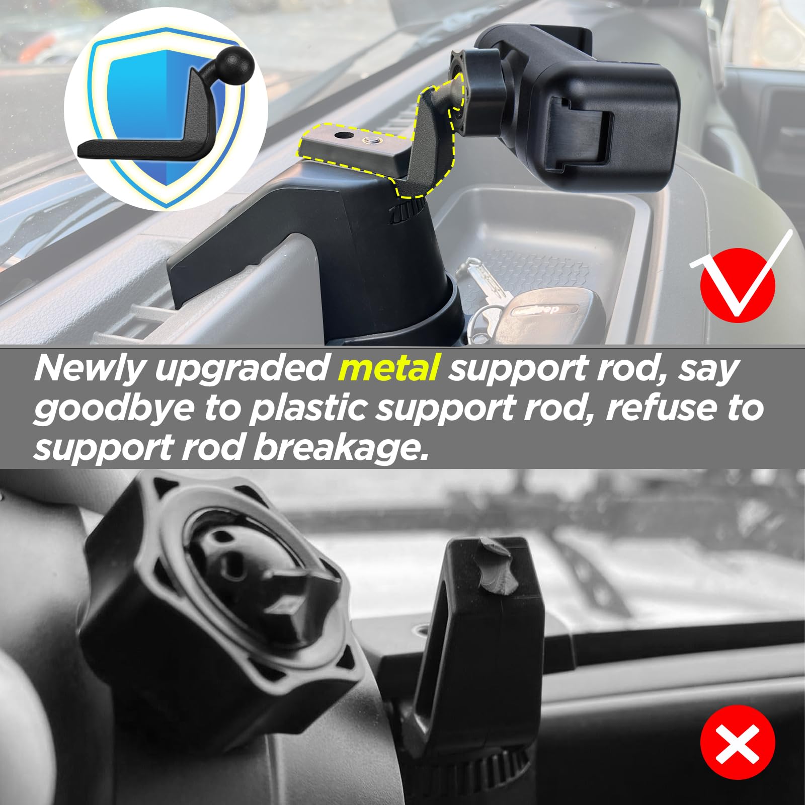Neepiar Phone Holder Mount for 2011-2018 Jeep Wrangler JK JKU - Black Plastic Multi-Mount Kit with Storage Box
