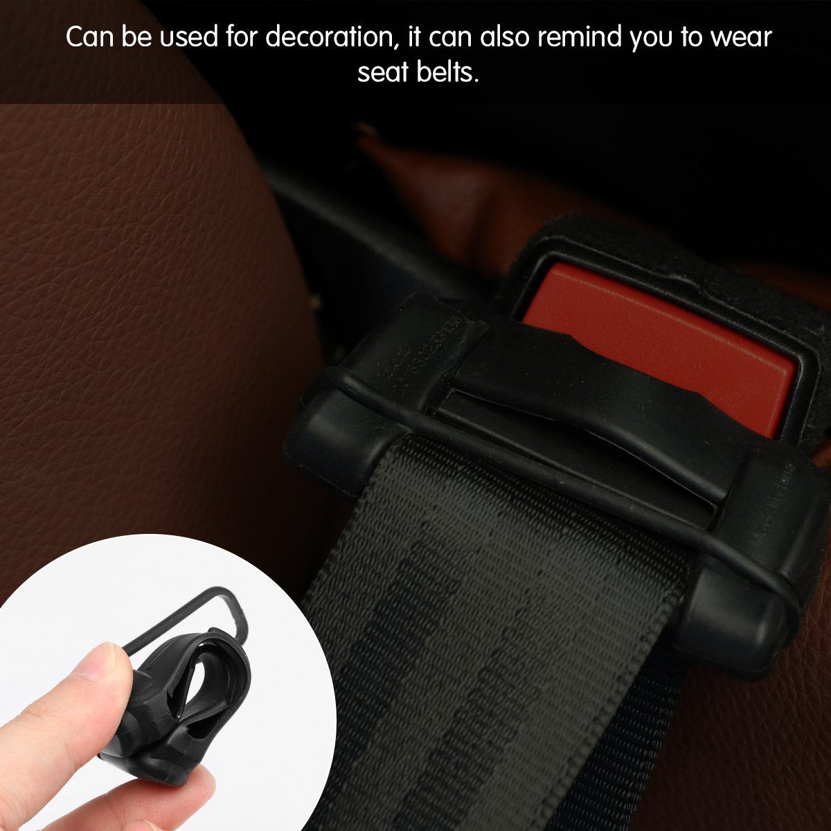AOZBZ Car Safety Belt Buckle Covers, 2PCS Anti-Scratch Silicon Clips, 7.1*4.1*1.6cm, Black