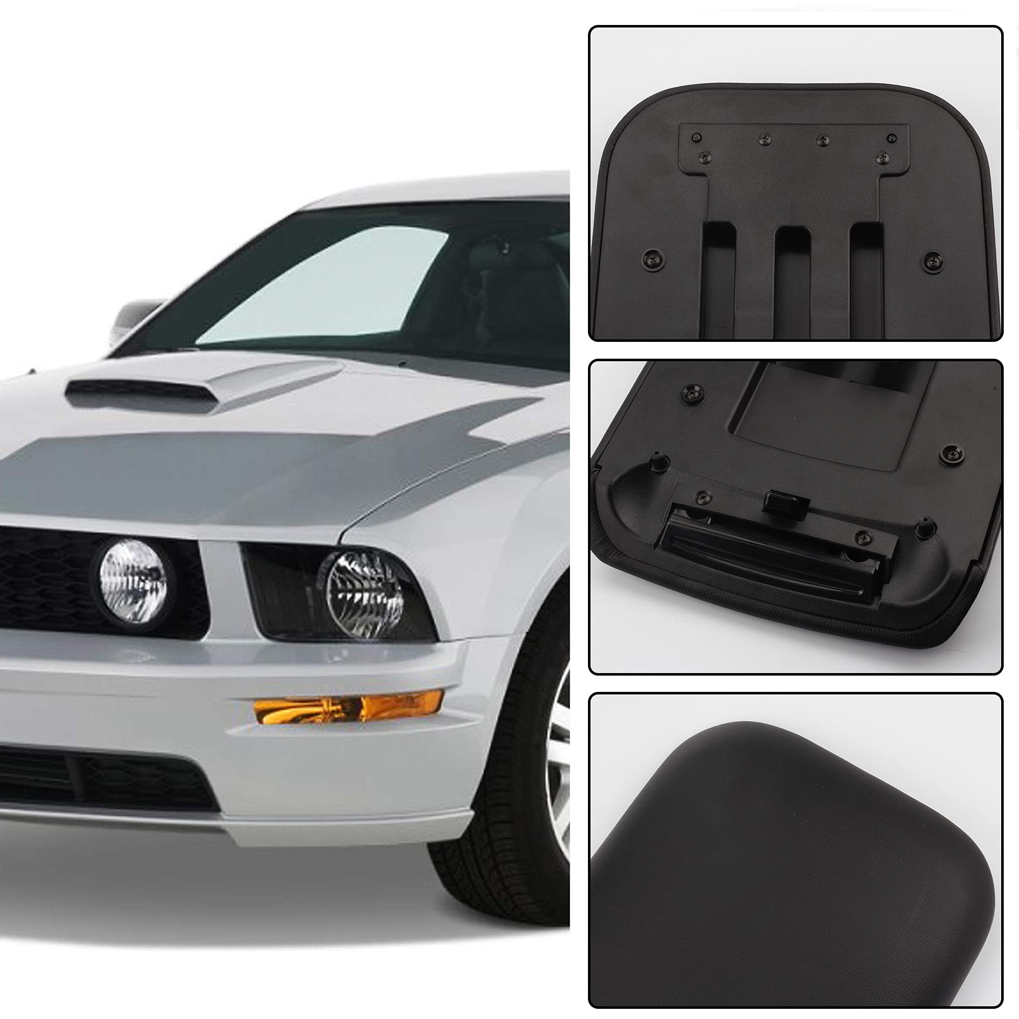 Dasbecan Center Console Armrest Lid Top Pad Compatible With Ford Mustang 2005-2009 Replaces# 5R3Z6306024Aac 5R3Z-6306024-Aac (Bl