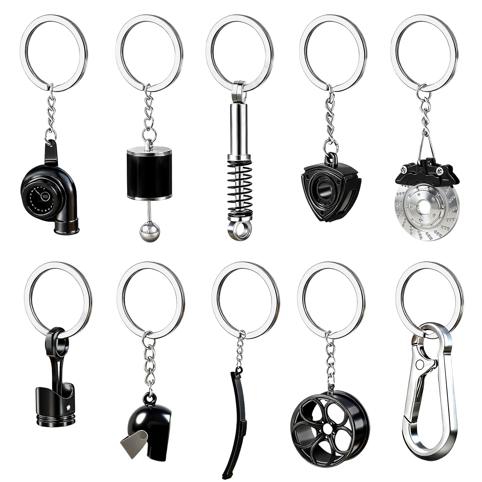 Siouensen 10 Pcs Keychain for Men,Made of metal Materials.Cool Keychain.The First Choice for Car Enthusiast.Gifts for Car Guys. 