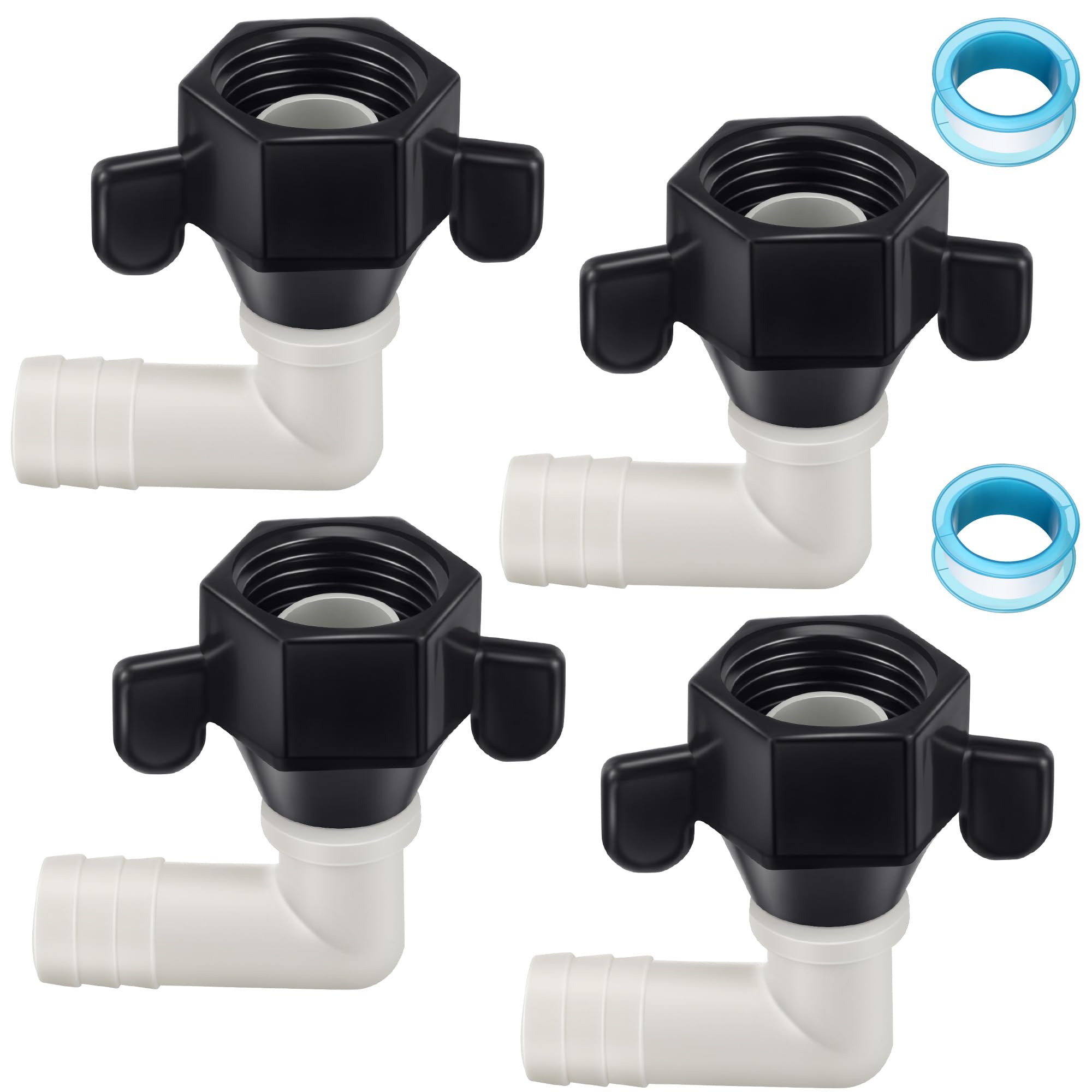 Dreyoo 1/2 Inch x 14 NPT x 1/2 Inch Barb Elbow and Straight Swivel Adapter RV Water Pump Fittings with Thread Seal Tape, Female 