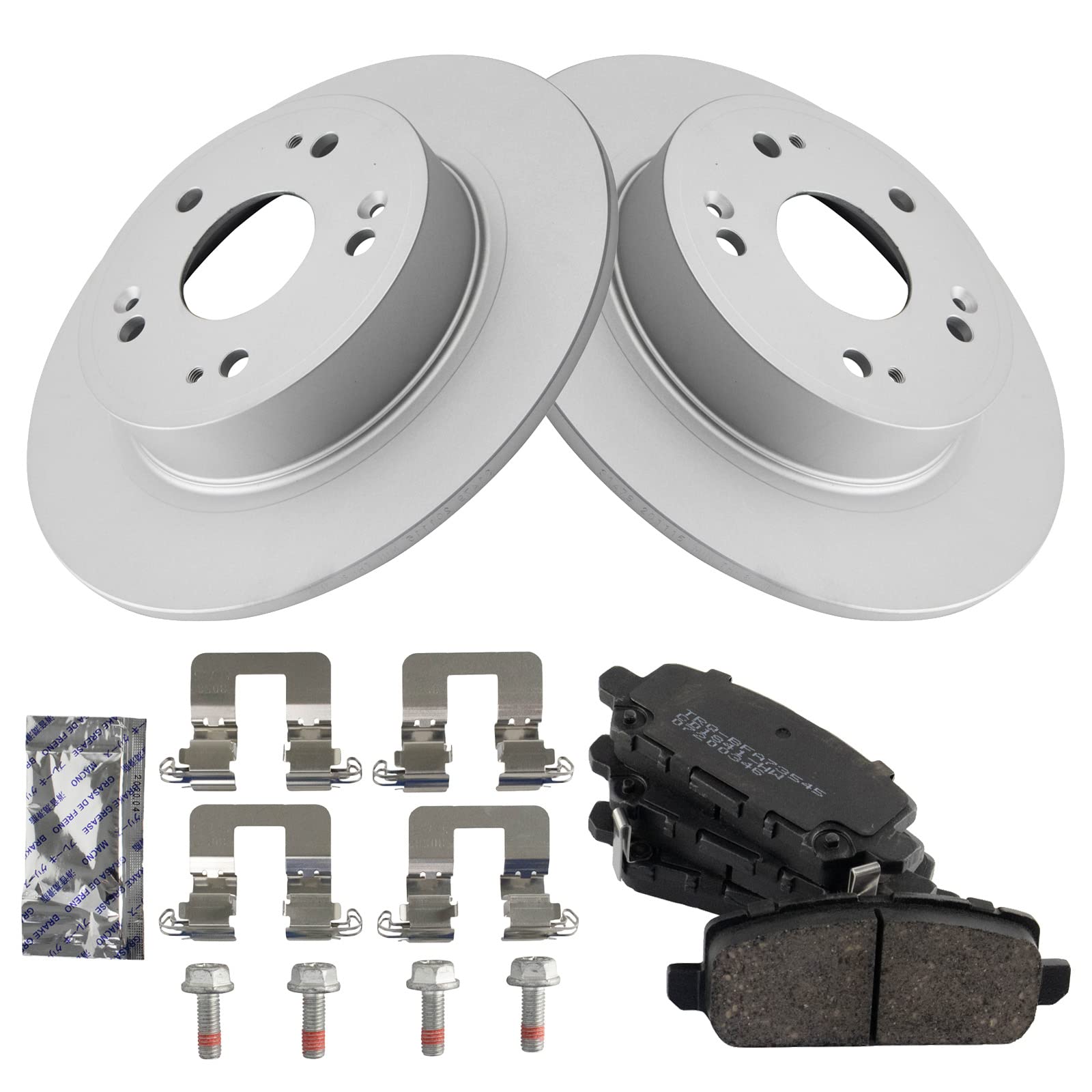 Trq Rear Brake Pad & Rotor Kit Brake Pads Brake Rotor Ceramic Premium G-Coated Compatible With 2016-2018 Honda Hr-V