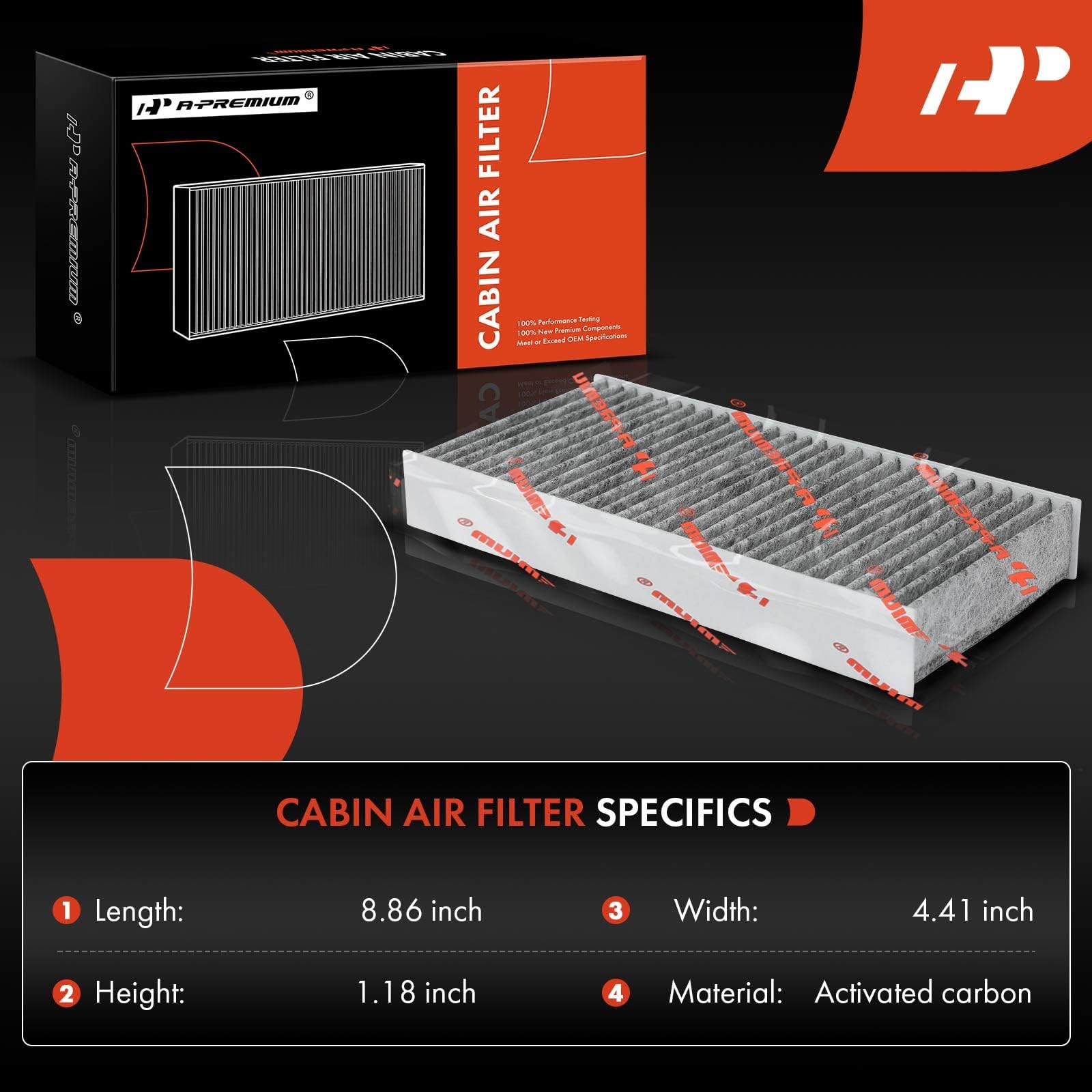 A-Premium 2-PC Cabin Air Filter w/Activated Carbon Compatible with Honda & Acura Model - Civic (01-05), CR-V (02-06), Element (0