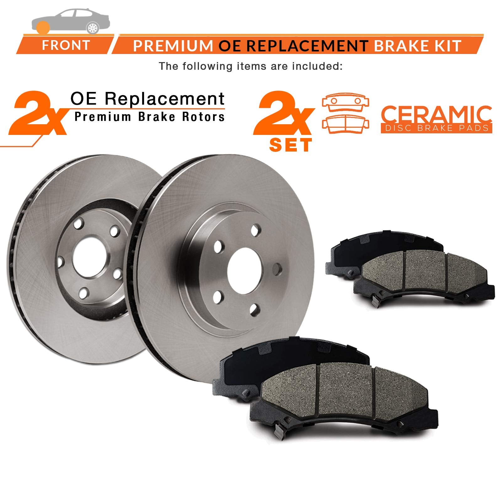[Front] Max Brakes Premium Oe Rotors With Carbon Ceramic Pads Kt014841-1