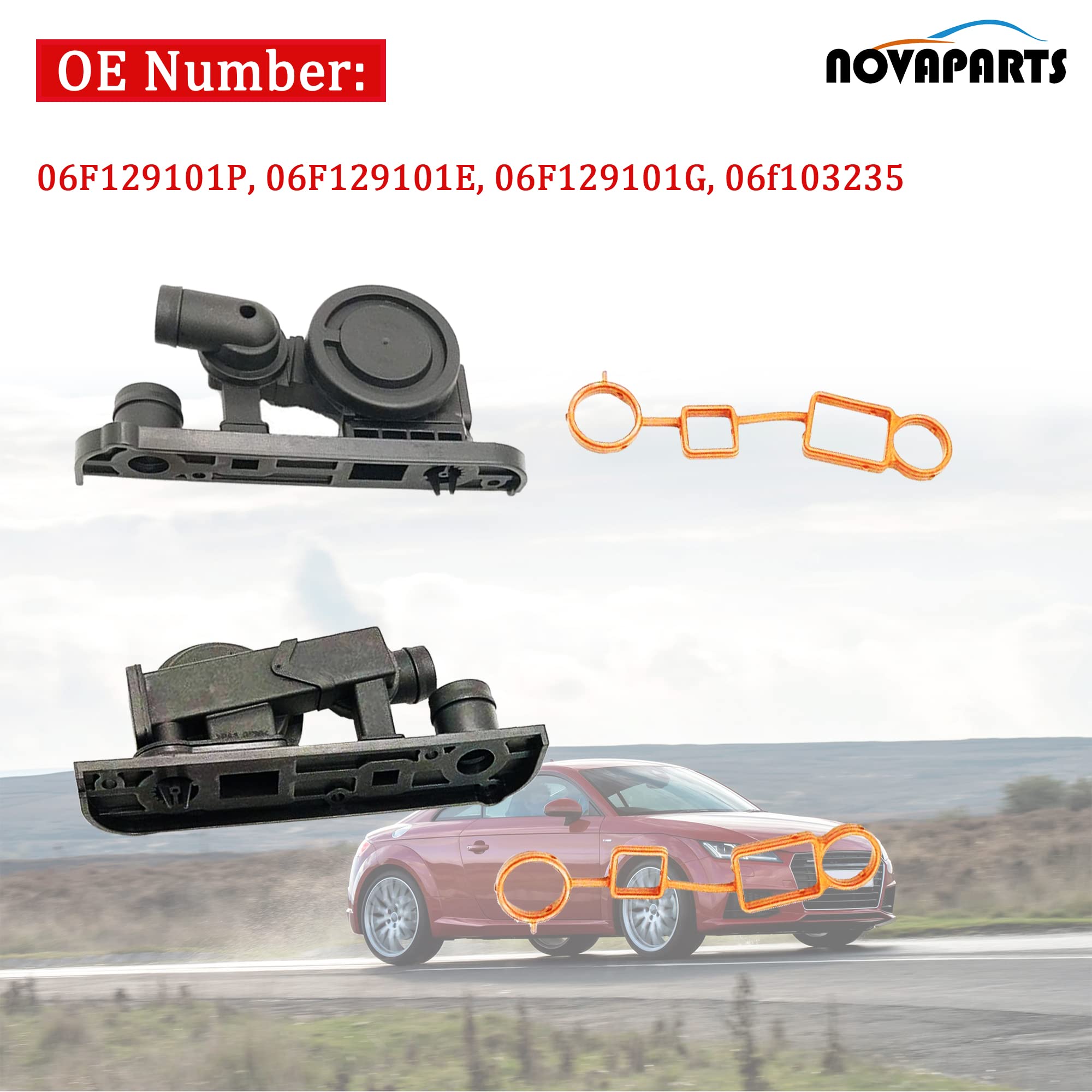 Novaparts 06F129101P Pcv Valve Crankcase Breather Hose W/Gaskets Kit For Audi A4 A3 Tt Volkswagen Vw Passat Eos Jetta Gti 2.0T