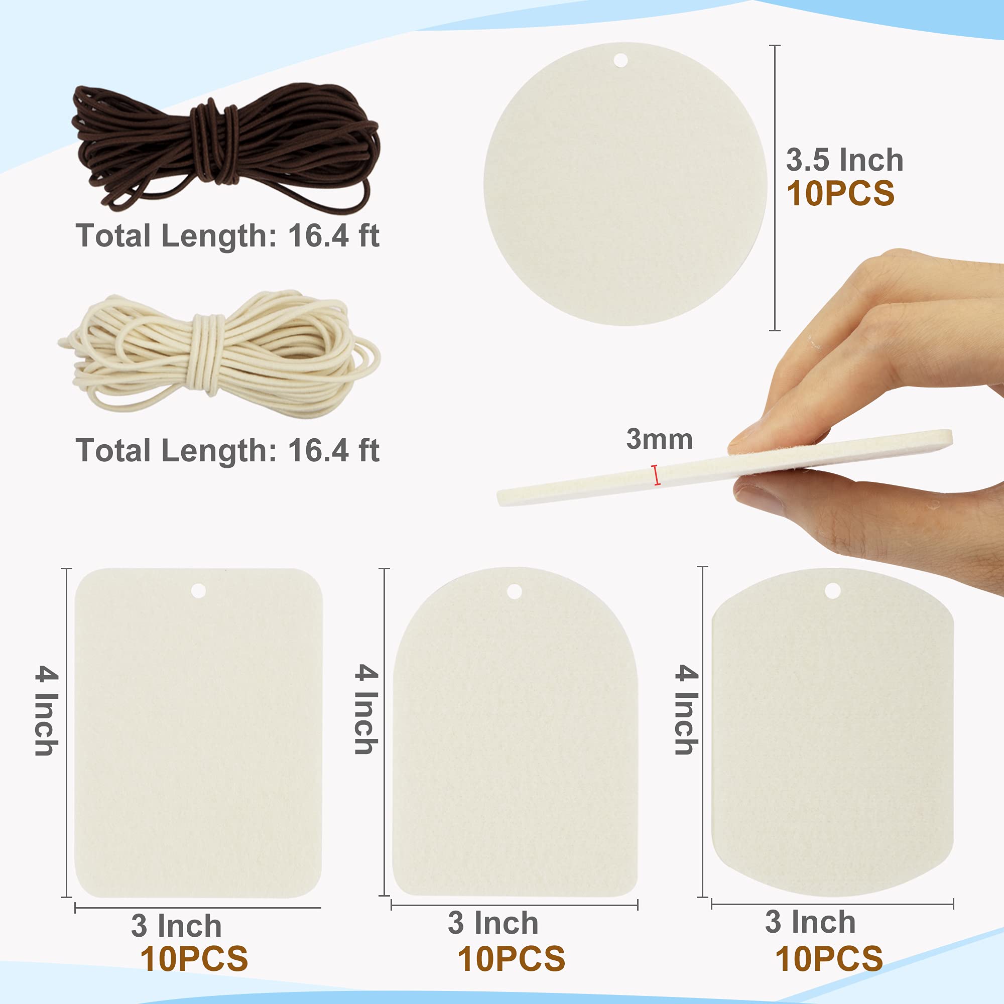 Temlum 40 Pcs Sublimation Blanks Products With Elastic Rope, Clear Bag, Sublimation Blanks For Air Freshener Car Home Hanging De