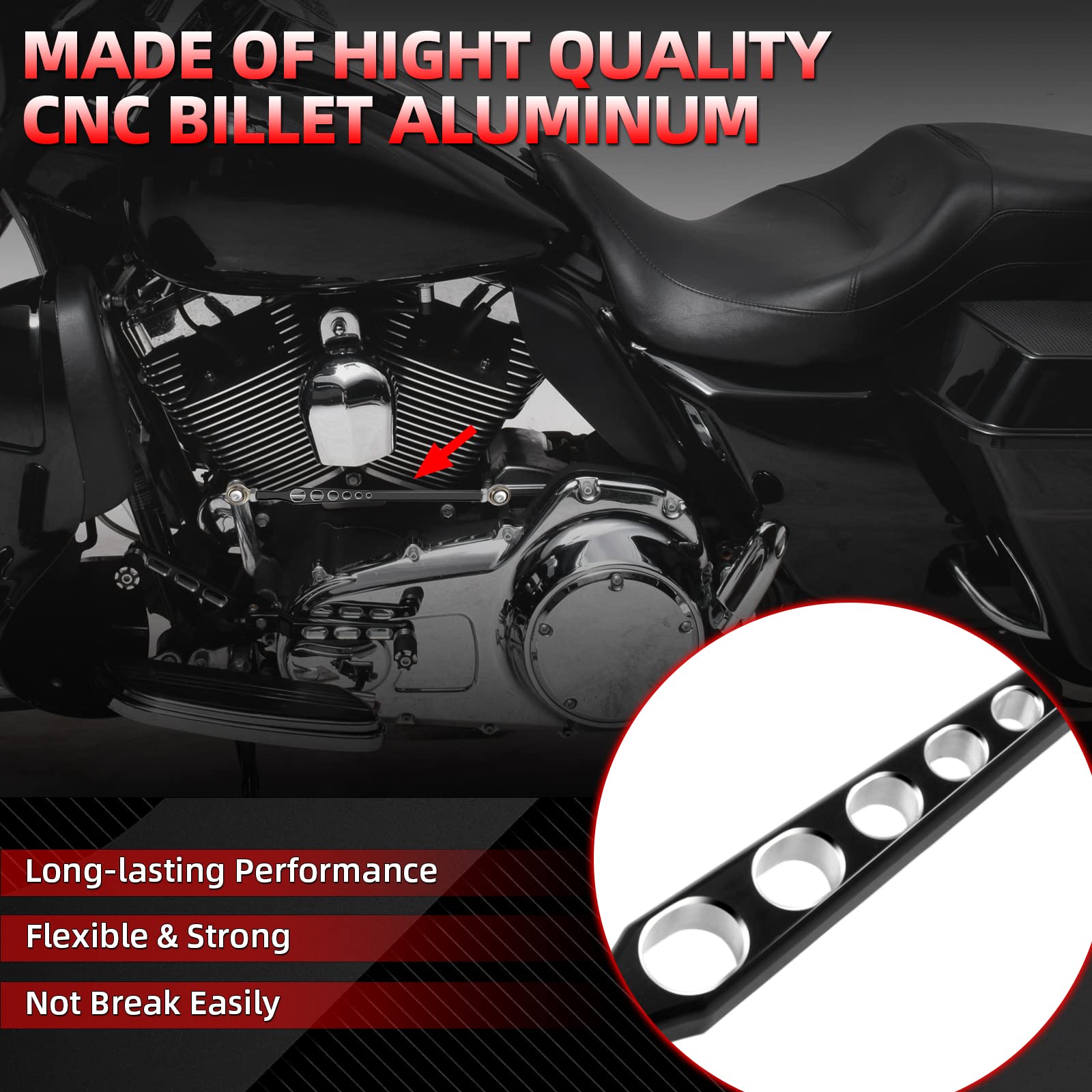Amazicha Black Gear Shift Linkage Compatible For Harley Softail Touring Electra Street Glide Road Glide Road King Tri Glide 1986