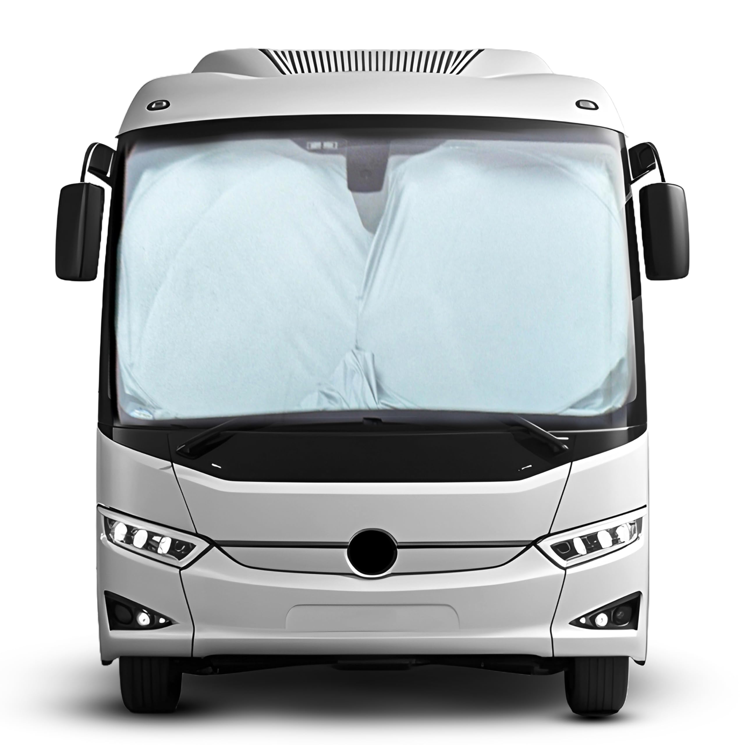 EcoNour RV Windshield Sunshade - Reflective UV & Heat Protection Cover, XXXL 102x51 inches, Grey Polyester for RVs, Trucks, Buses
