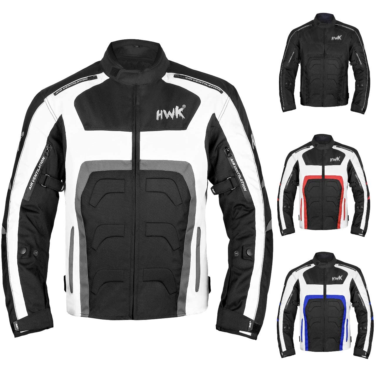 HWK Spyder Motorcycle Jacket for Men with Weather Resistant Cordura Textile Fabric for Enduro Motocross Motorbike Riding and Imp