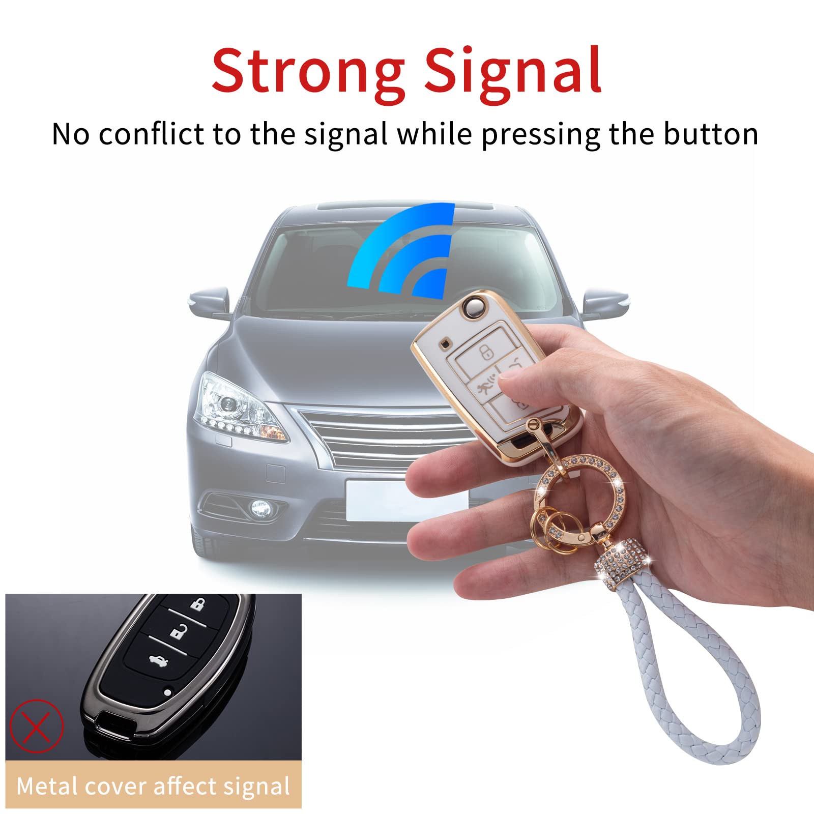 Gematay For Vw Volkswagen Key Fob Cover With Keychain Lanyard, Soft Tpu Key Fob Protector Shell Compatible With Vw Tiguan Golf J