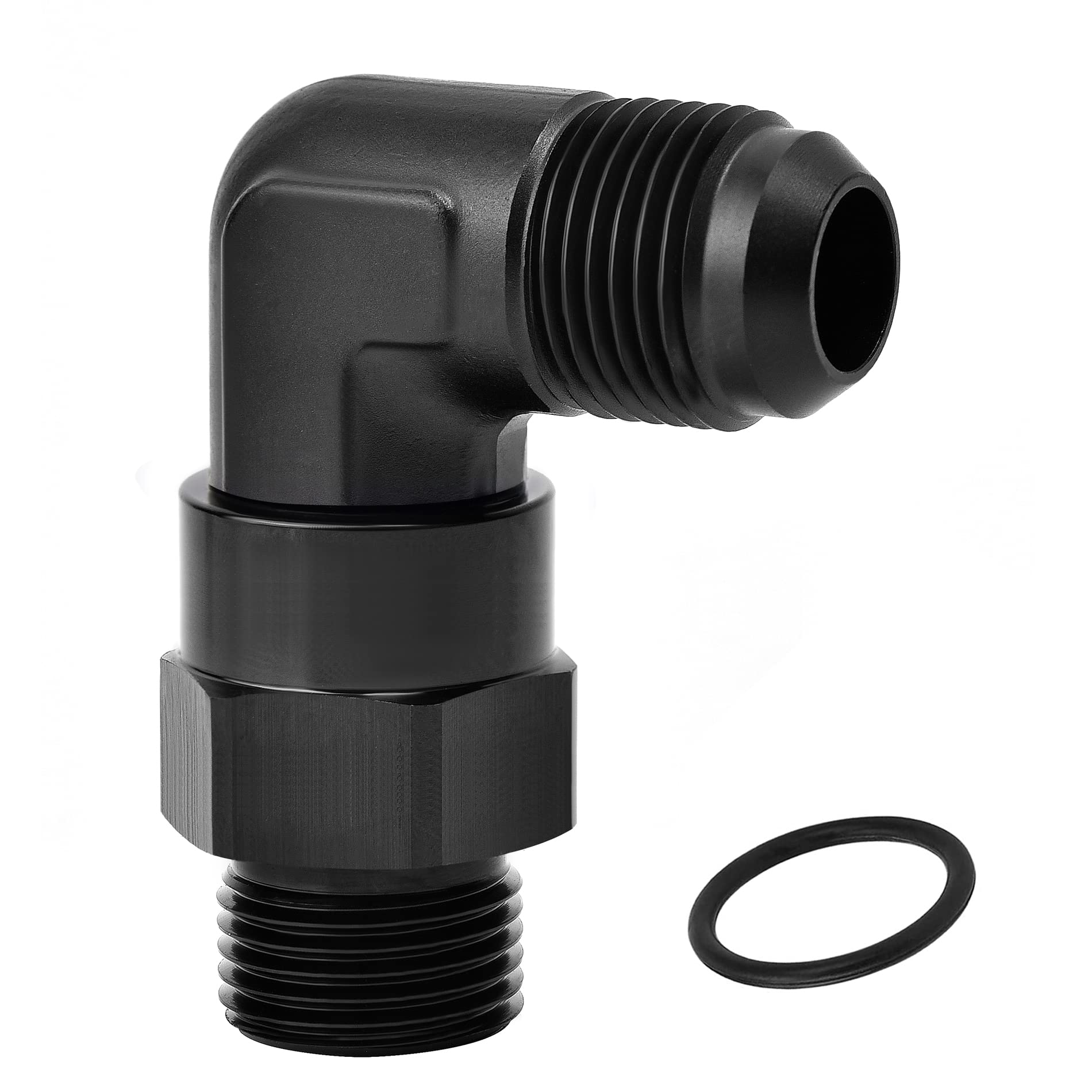 EVIL ENERGY 6AN Flare to 6AN ORB Male Swivel Adapter Fitting 90 Degree Black