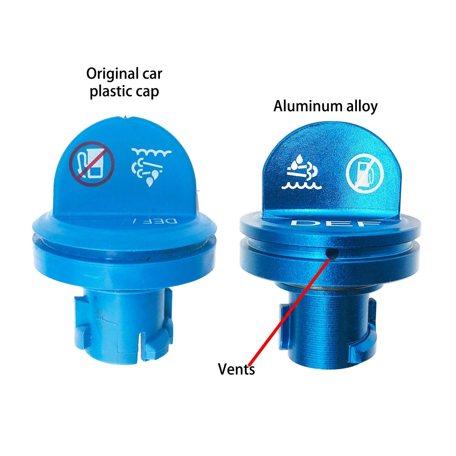 DOCA Aluminum Diesel Fuel Tank Cap Combo for 2012-2018 Dodge Ram 1500 2500 3500 - Hidden Strong Magnetism, DEF-Diesel Cap