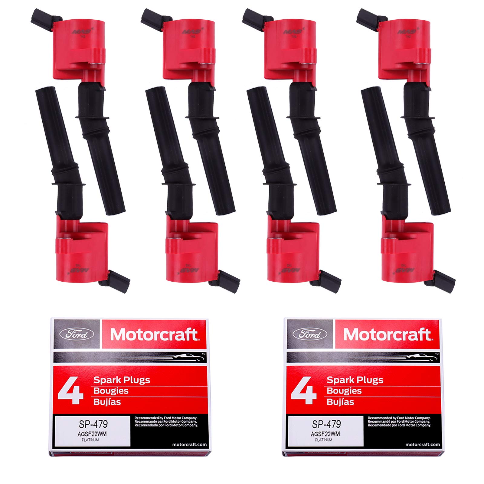 Mas Set Of 8 Ignition Coil Pack Dg508 & 8Pcs Motorcraft Spark Plug Sp479 Compatible With Ford F150 E250 Expedition Excursion Lin