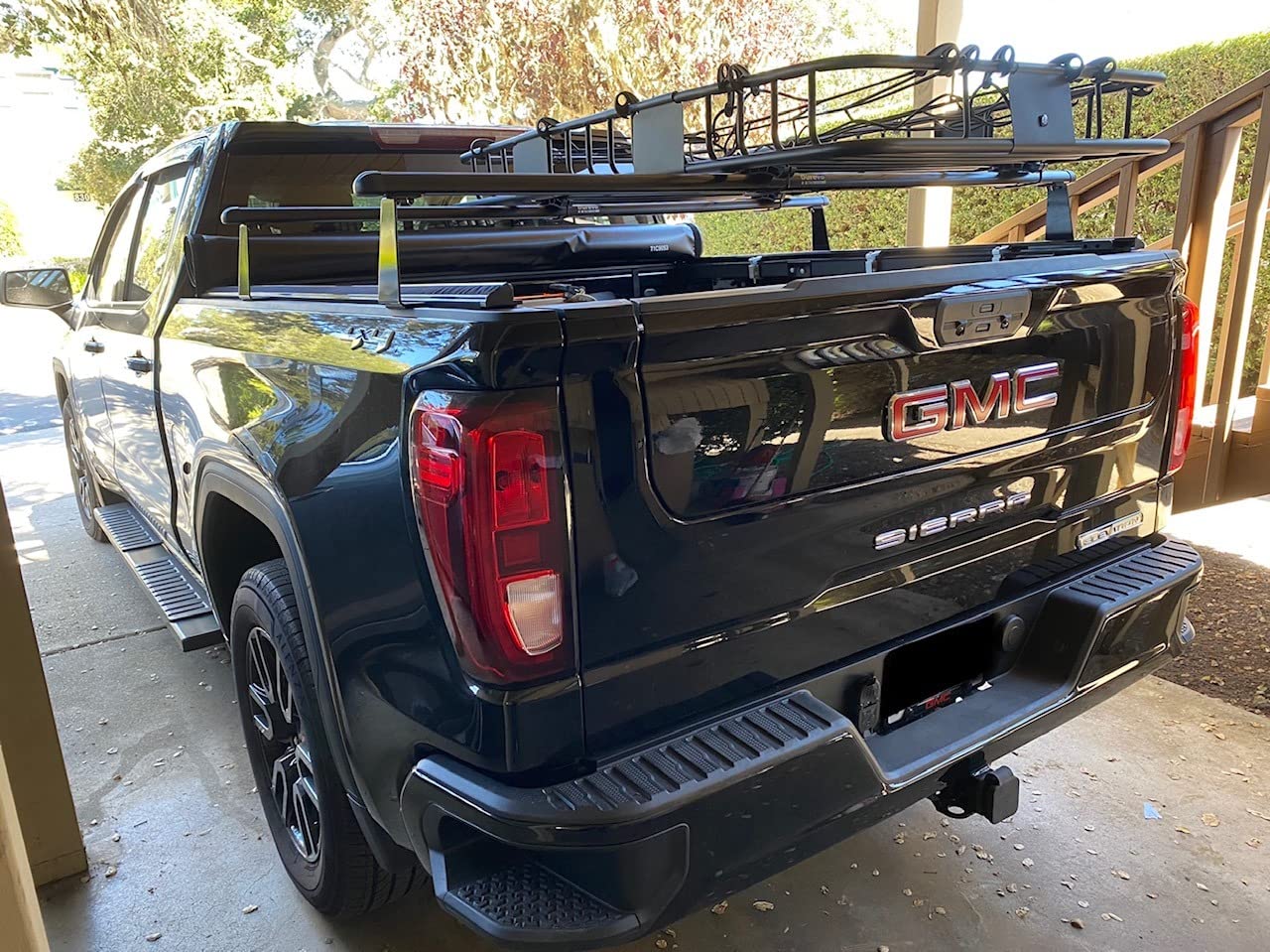 Durevo Adjustable Truck Rack - Black Aluminum, Fits Pickup Beds 49”-64” with 2 Cross Bars & 4 Brackets, Compatible with Tonneau Covers