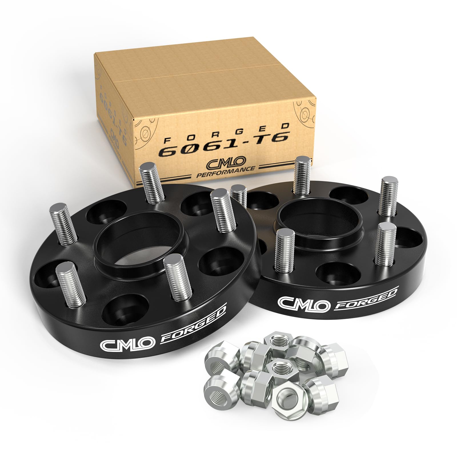 Customadeonly 5x114.3 Wheel Spacers, 1.0" Thick, Hubcentric, Black, T6 Aluminum, M12x1.25 Lugs, Model