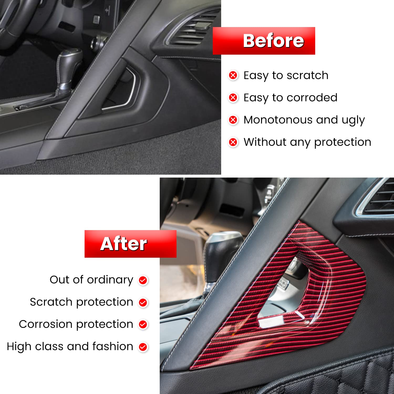 Carbon Fiber Center Console Handle Side Armrest Cover Trim For Chevrolet Corvette C7 Z06 Z51 Zr1 Stingray Grand Sport 2014 2015